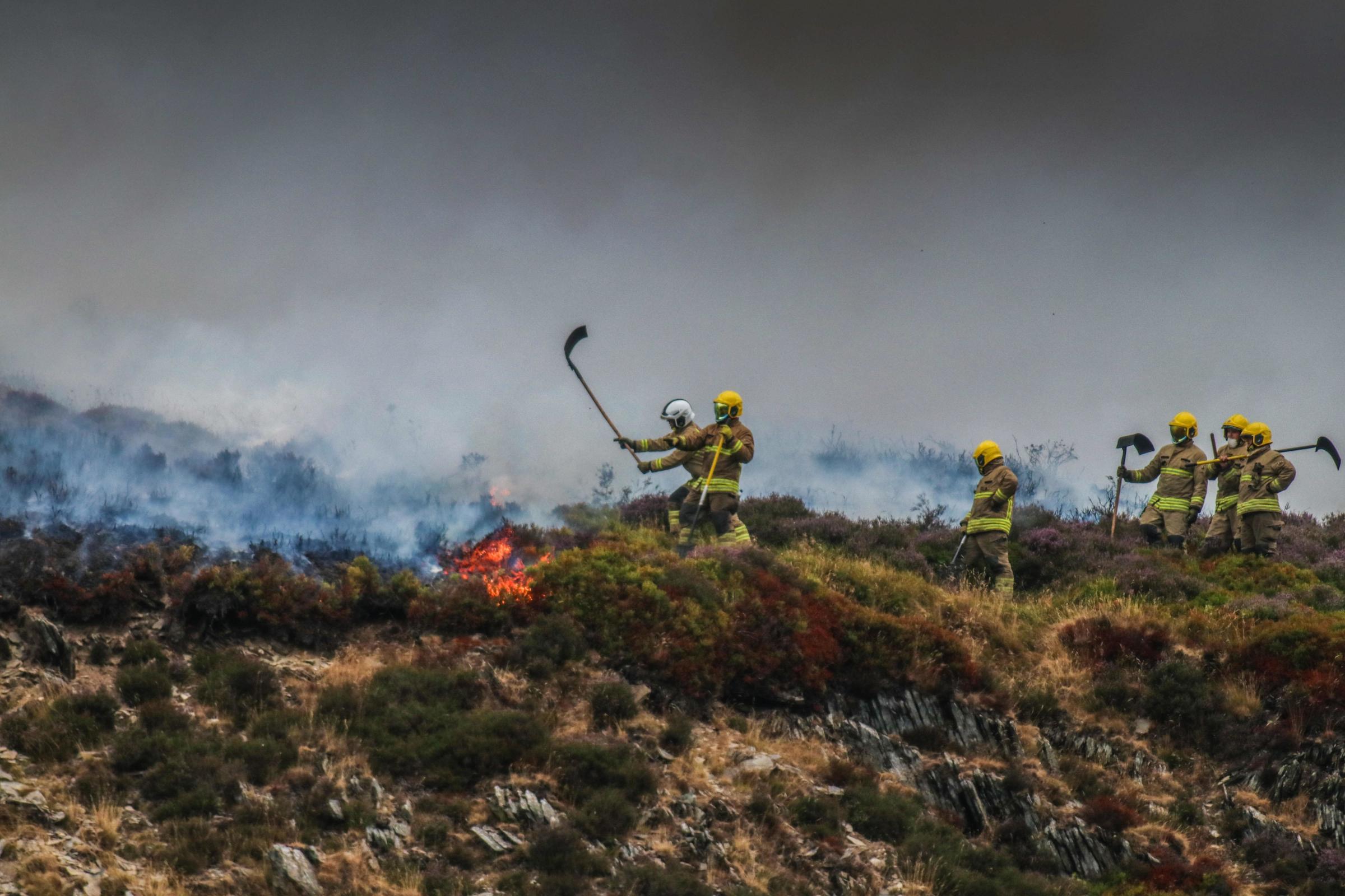 Firefighters tackle the blaze on Llantysilio Mountain in 2018. 