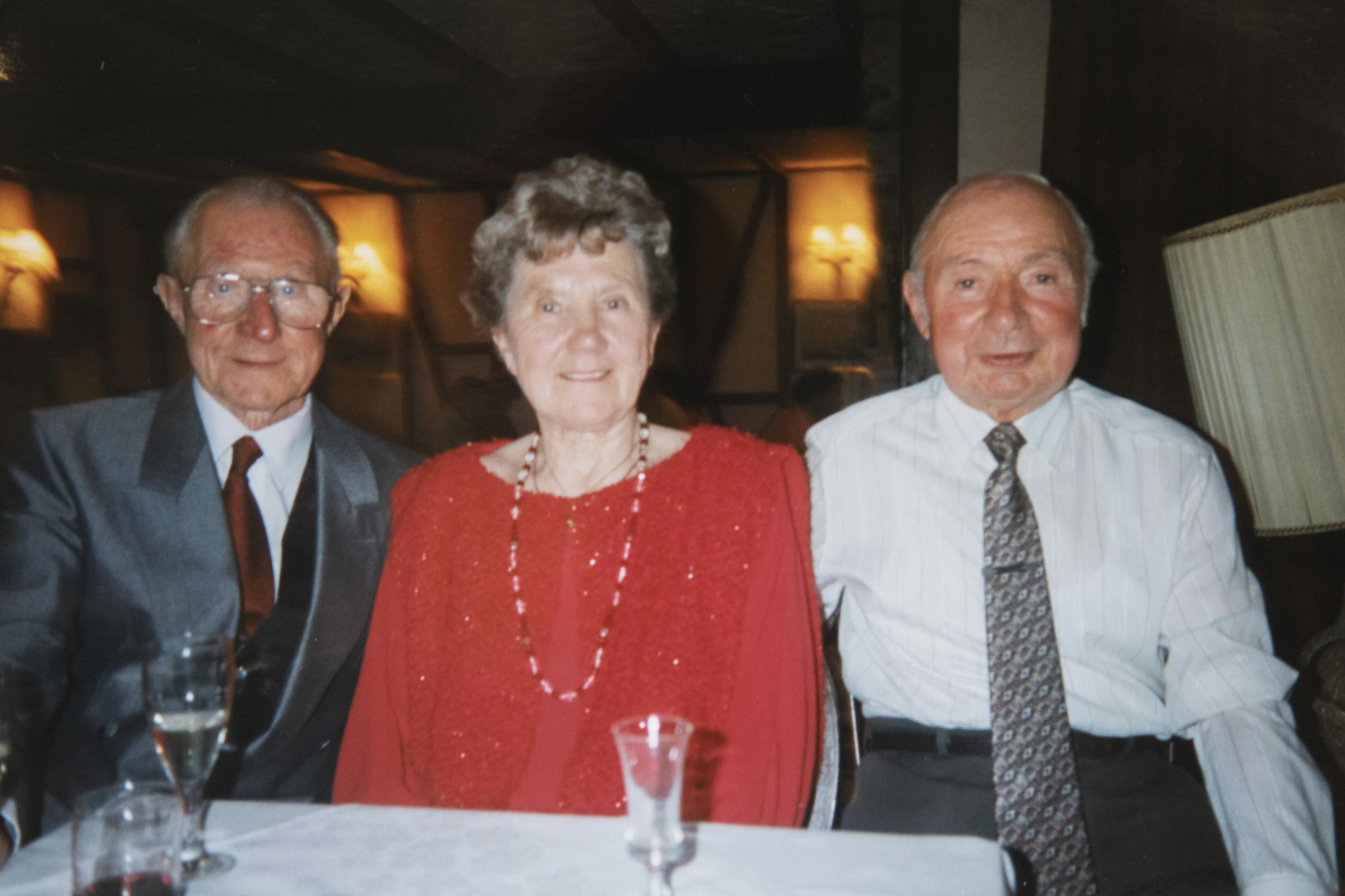 Bessie Hughes celebrated her 105th Birthday at Hillbury, Wrexham on Saturday; Copy pic of Bessie Hughes with her Brothers Billy and Harold.