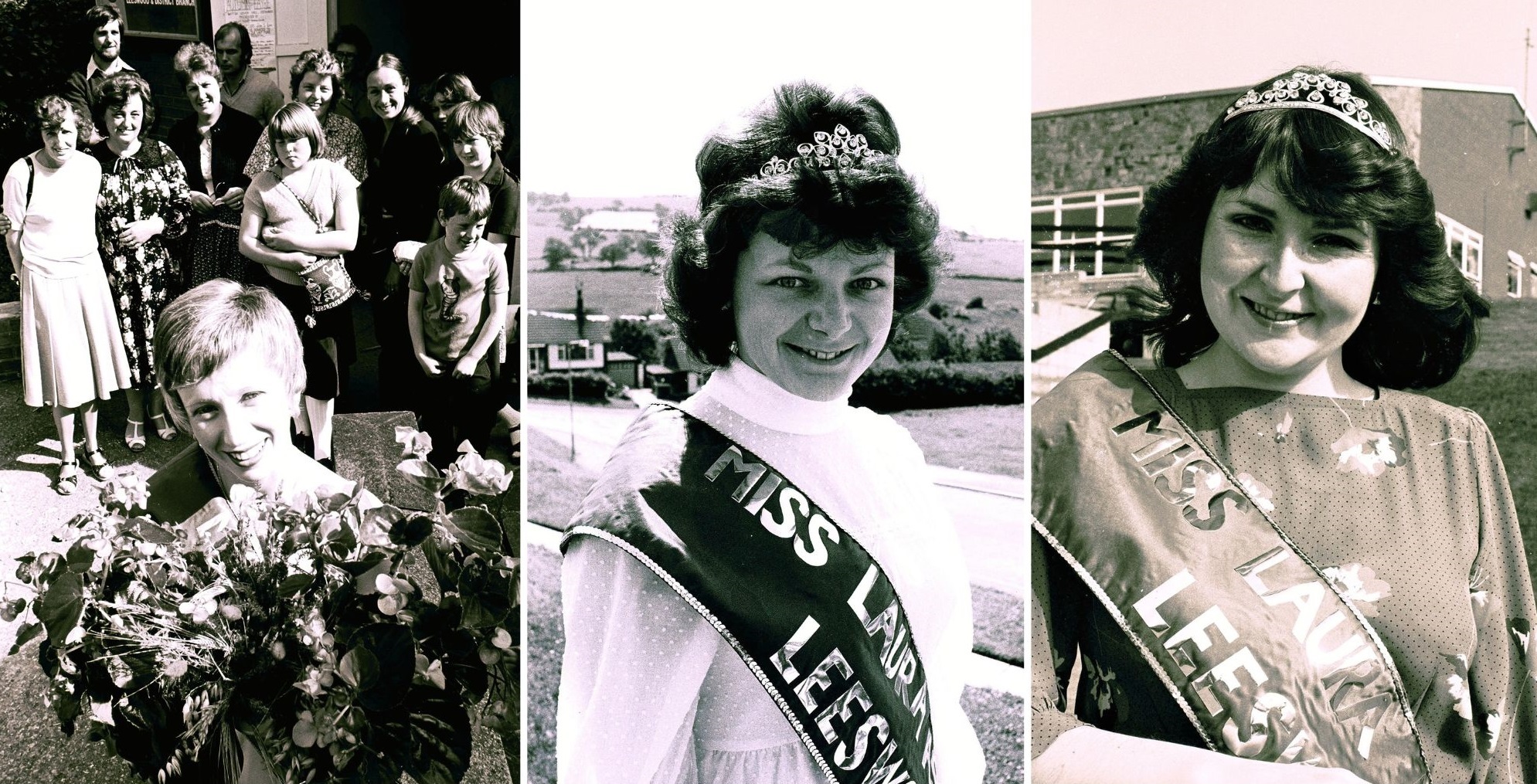 From left: Laura Ashley Leeswood Carnival Queen 1979, 1980 and 1983.