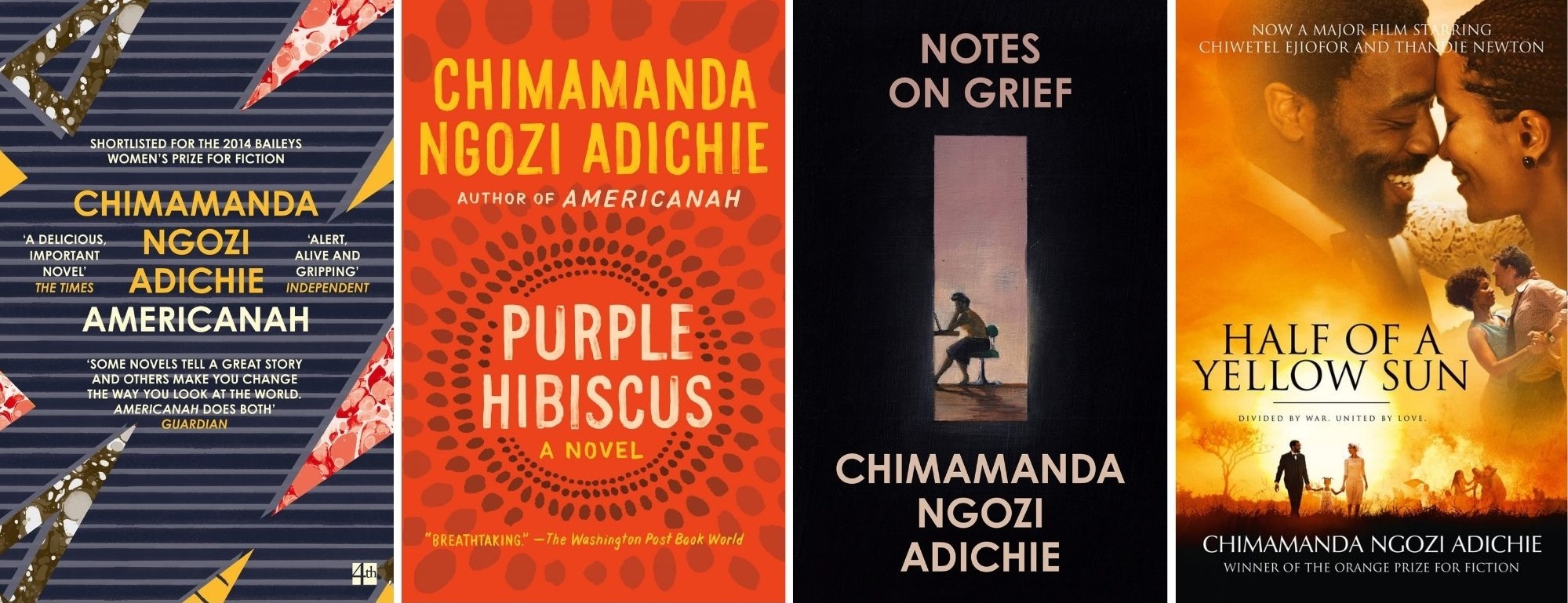 Titles by Wrexham Libraries Author of the Month, Chimamanda Ngozi Adichie.