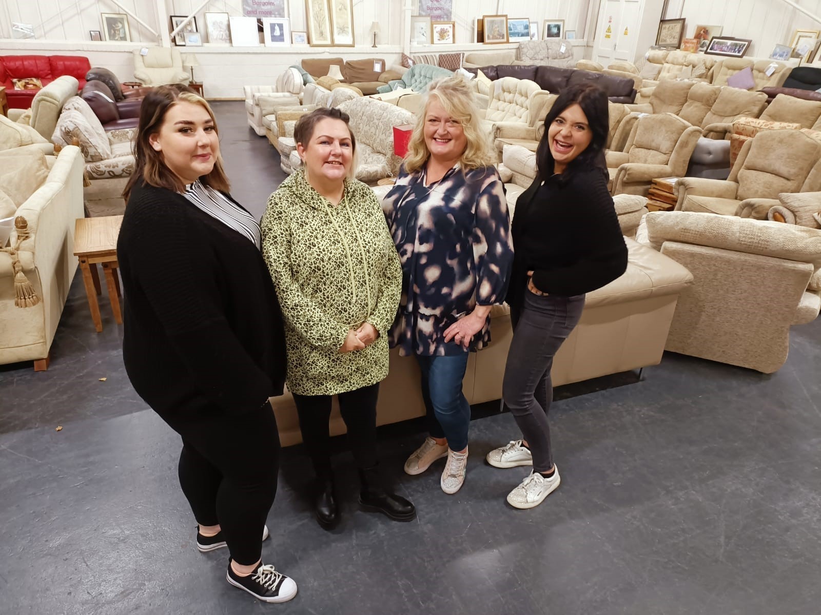 Staff at Refurbs Flint: Rebecca Jones, Olita McKeon, Jo Prandle and Amy Cleary.