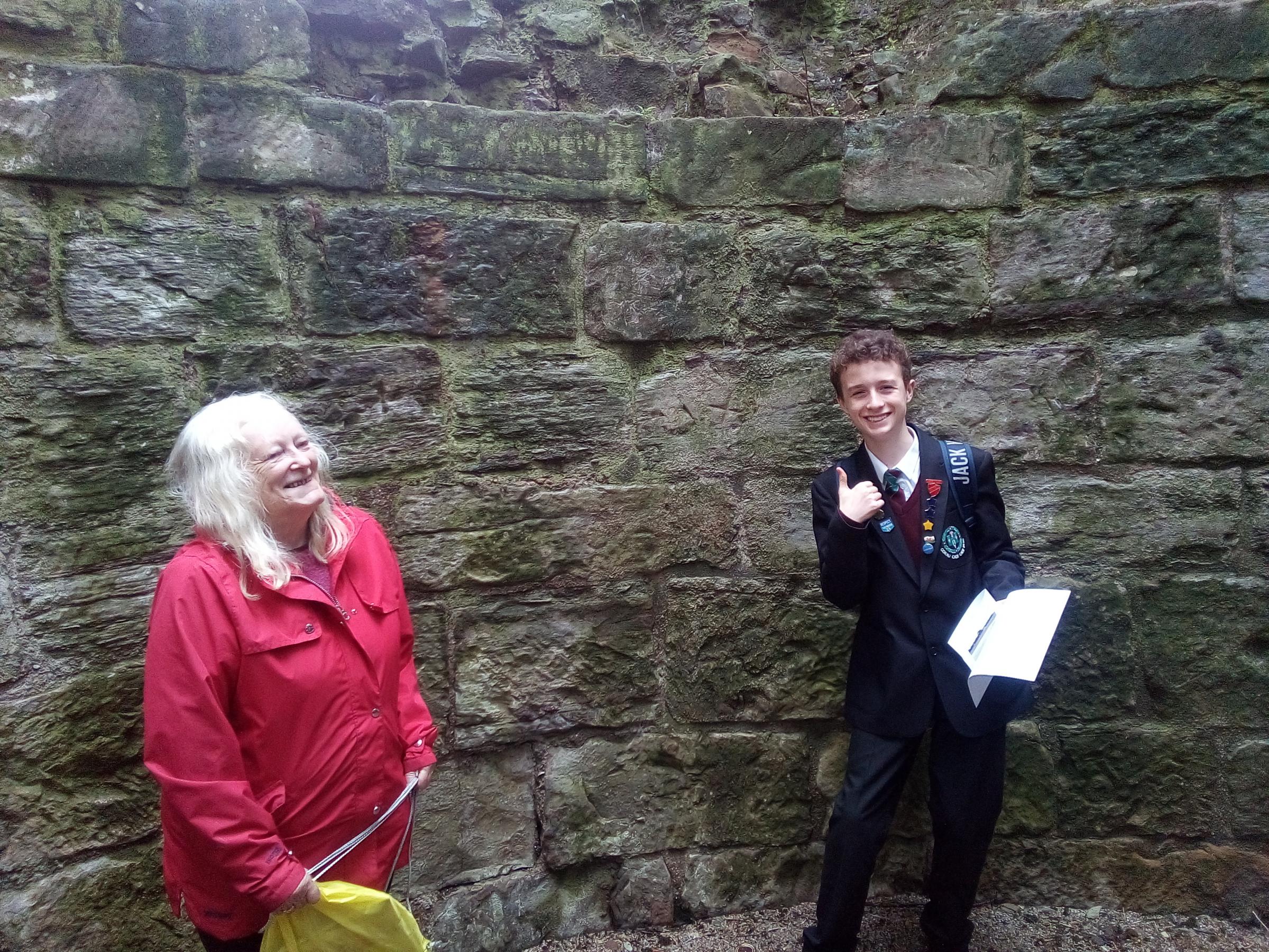 Vicky Perfect and Connor Butcher in one of Flint Castle’s turrets.