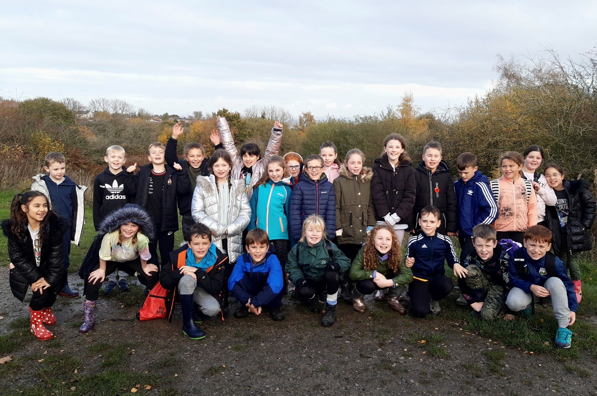 Pupils from Mountain Lane Primary School, Buckley, exploring the Buckley Heritage Trail.