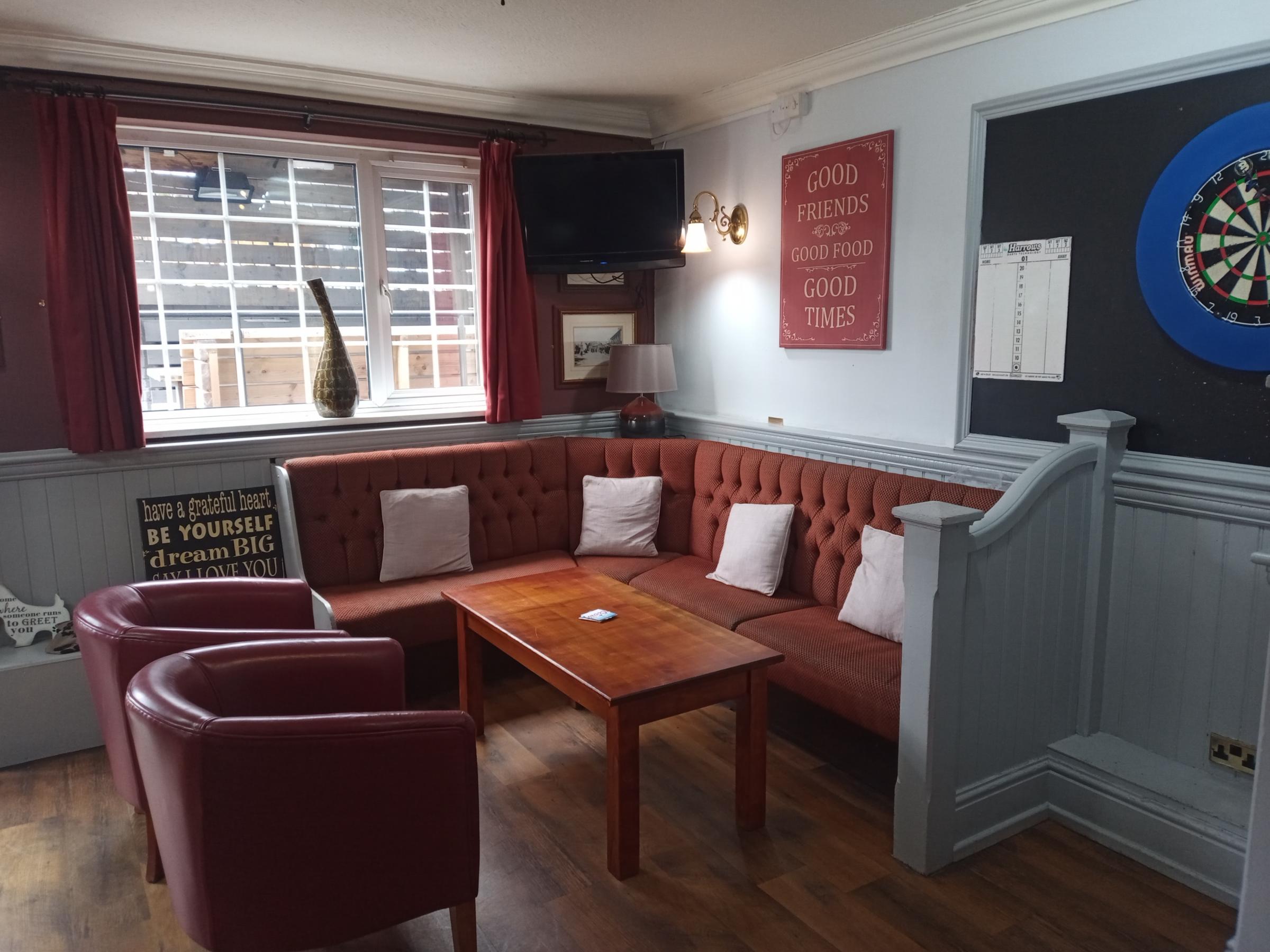 Cosy bar of the White Bear in Mancot.