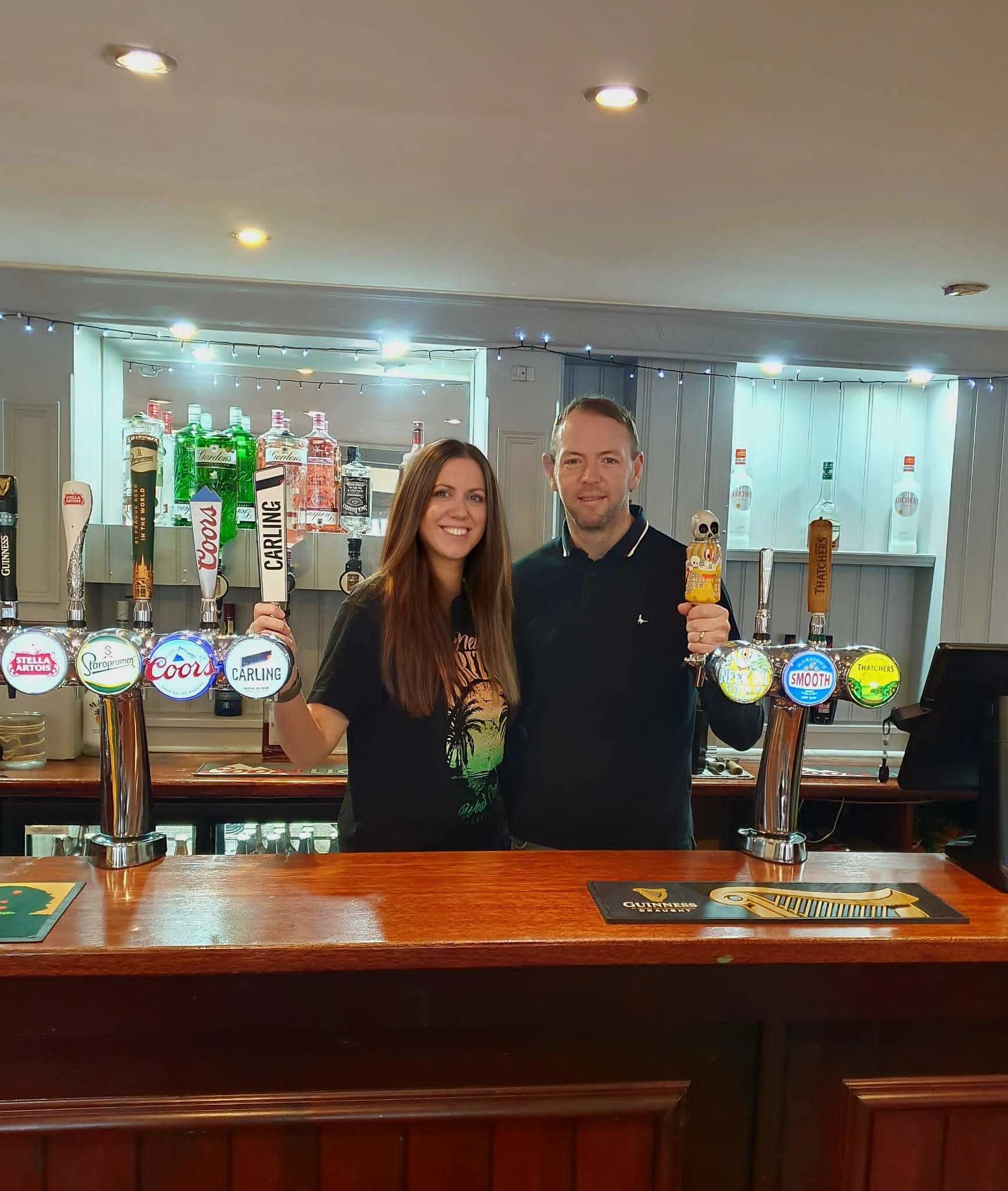 Hayley and Dale Selvester, landlords at the White Bear in Mancot.