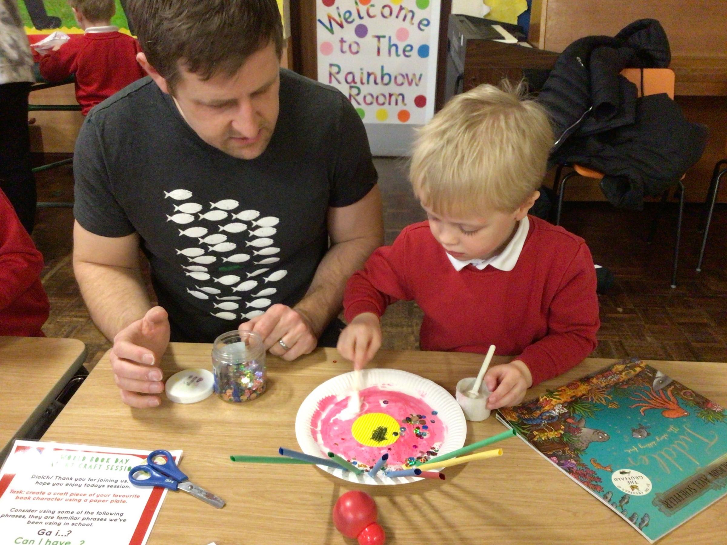 World Book Day craft and Welsh language fun at Ysgol Mynydd Isa.