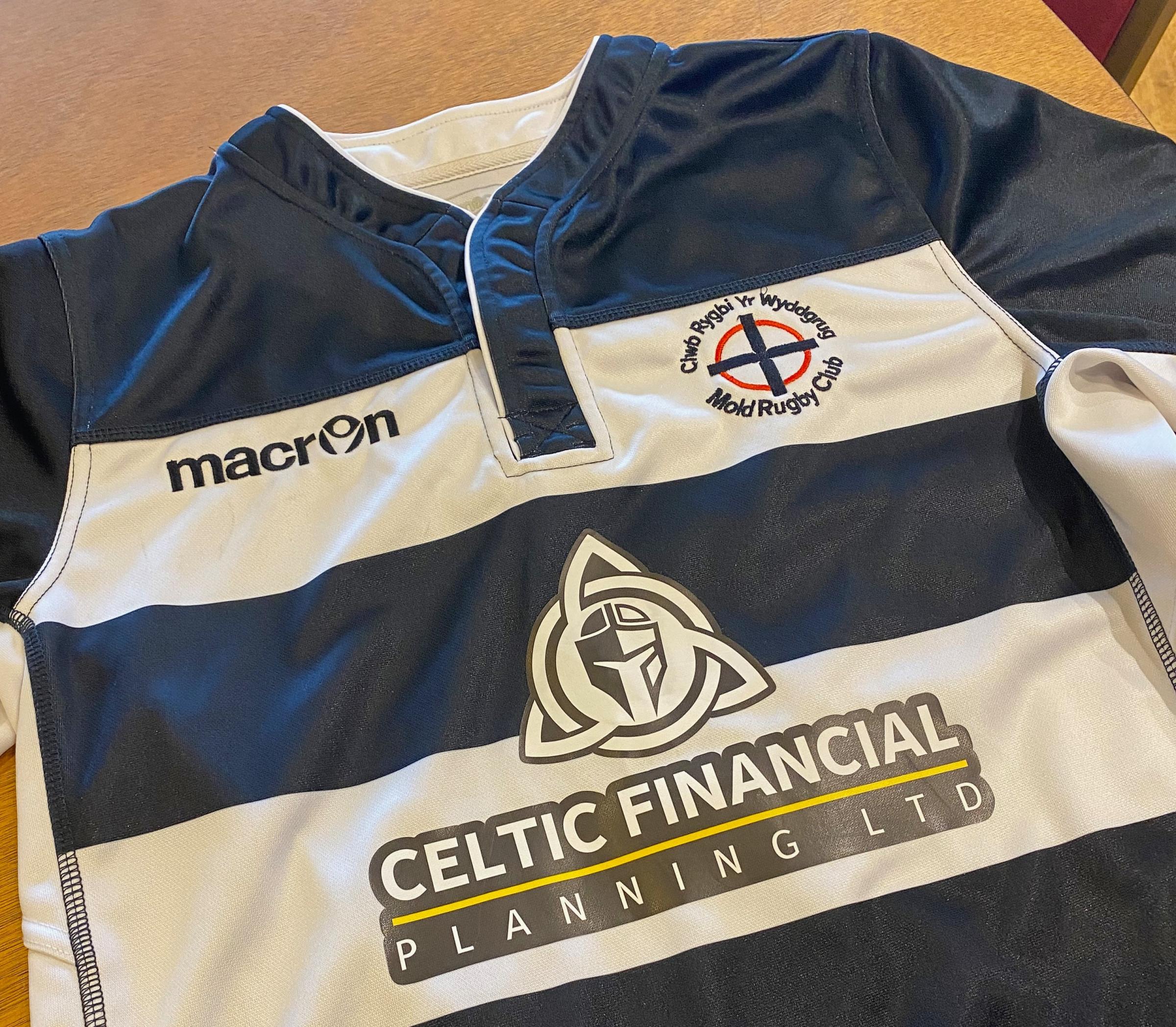 The Celtic Financial Planning sponsored shirts for Mold RFC youth development squad.