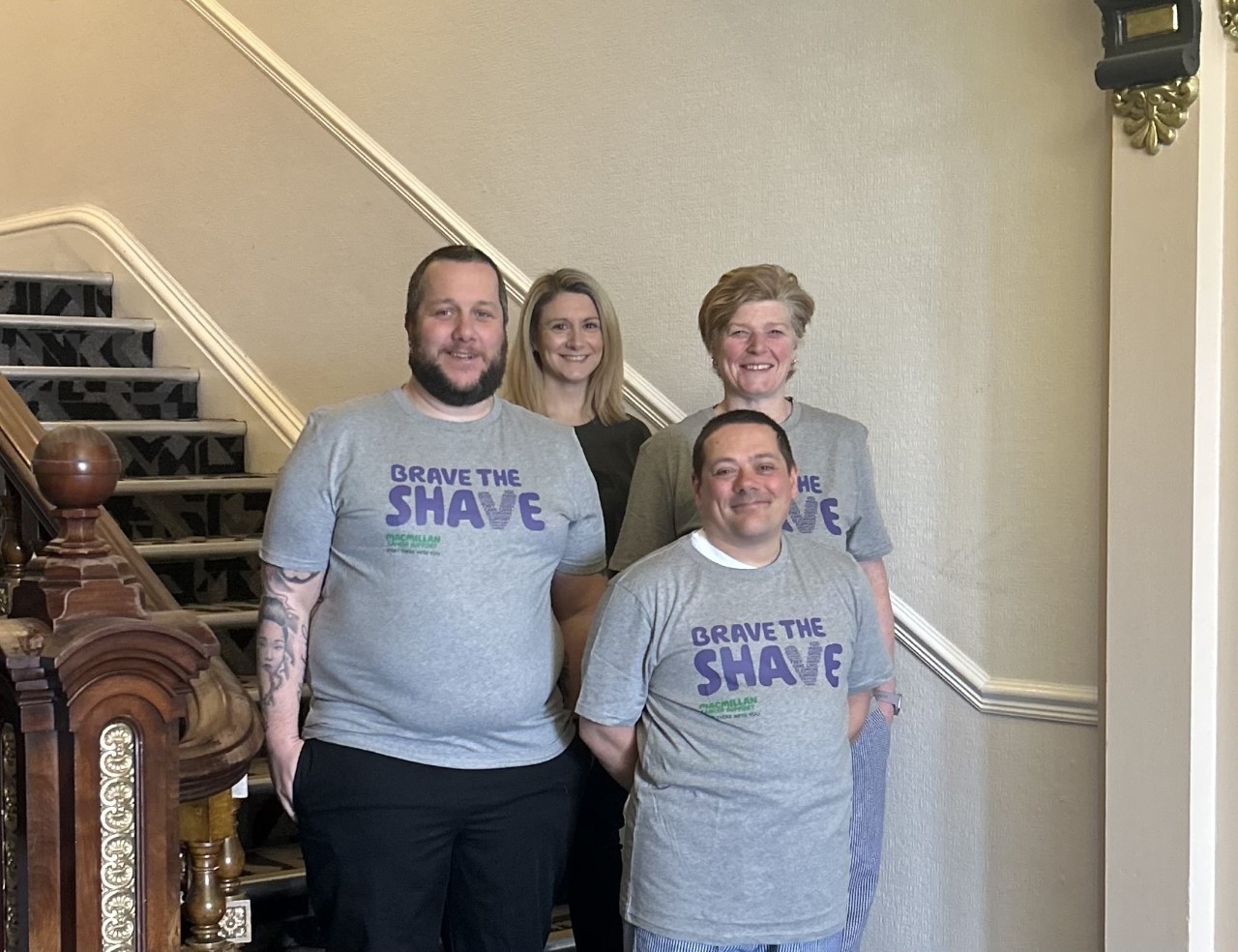 Brave the Shave team at the Springfield Hotel, head chef Rob Hill, chef de partie Chris Bacon, breakfast chef Tracy Griffiths and restaurant manager Kim Morton.