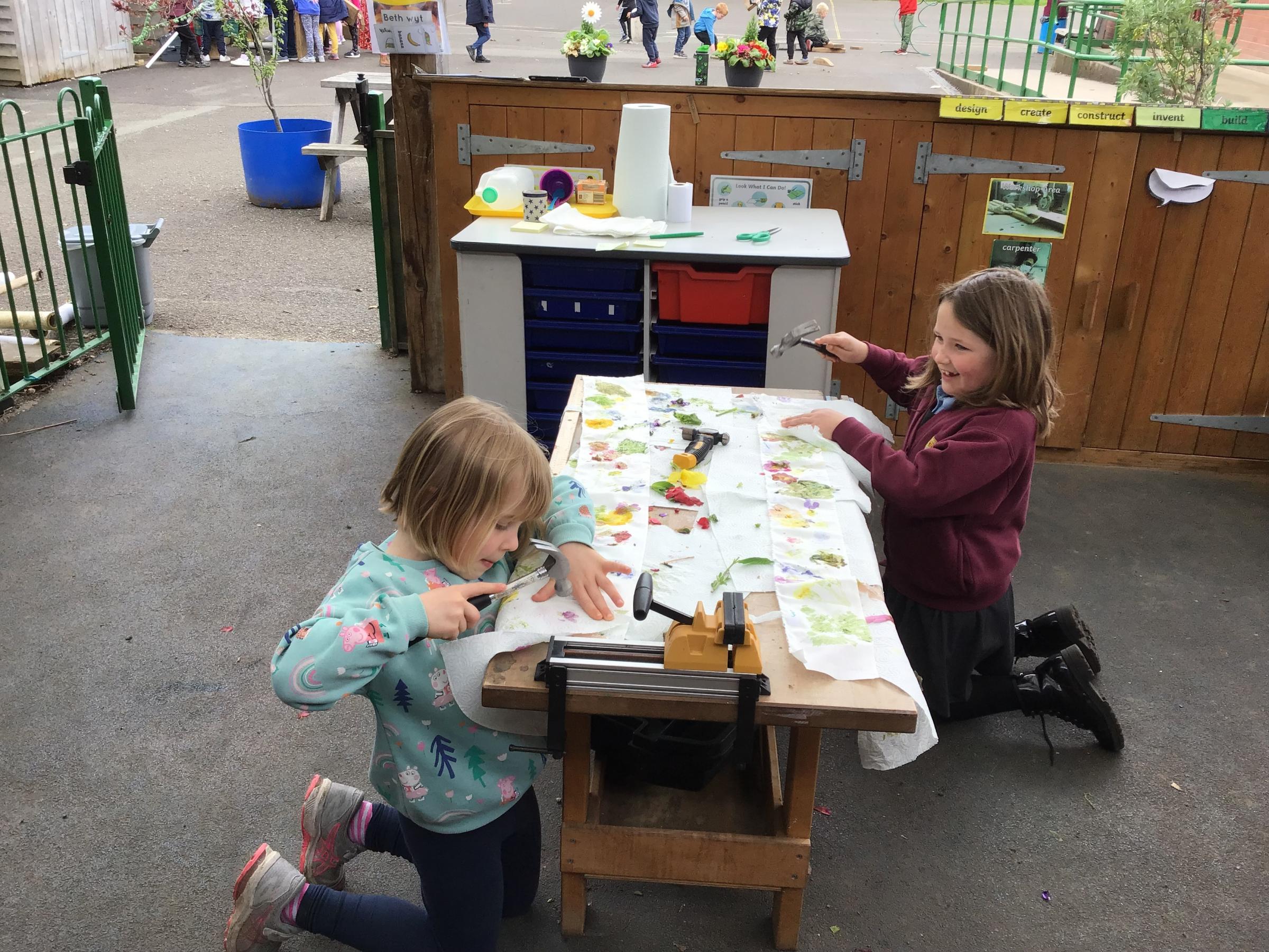 Pupils taking part in the Japanese art of hapa-zome.