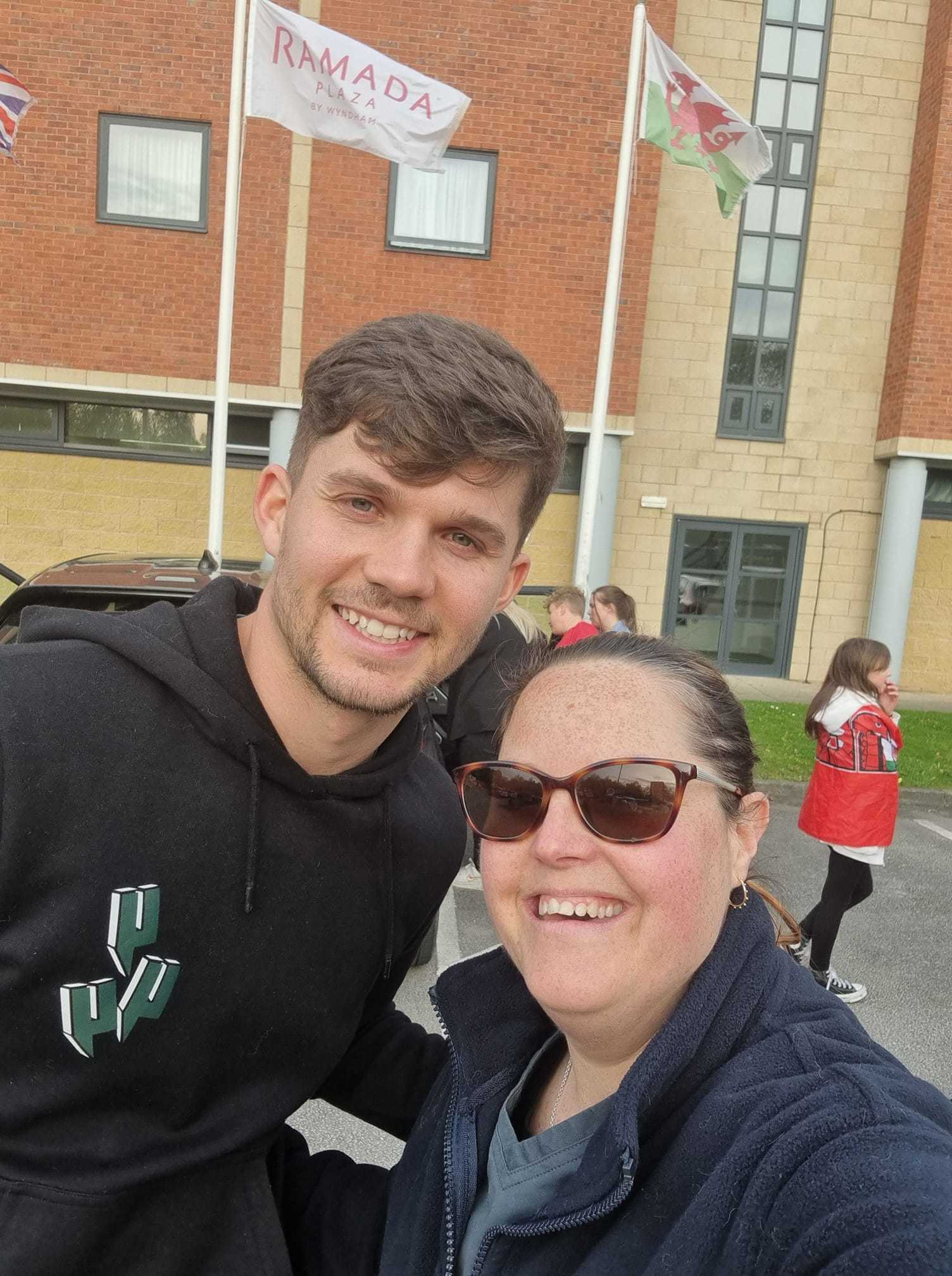 Bethan Capes and Wrexham AFC player Jordan Davies.