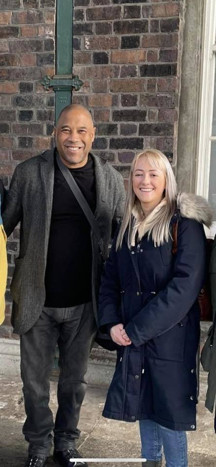 Lucy LP with footballer John Barnes.