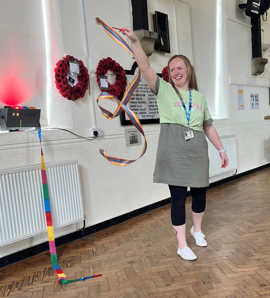 Ribbon work fun at the fundraiser that focussed on play.