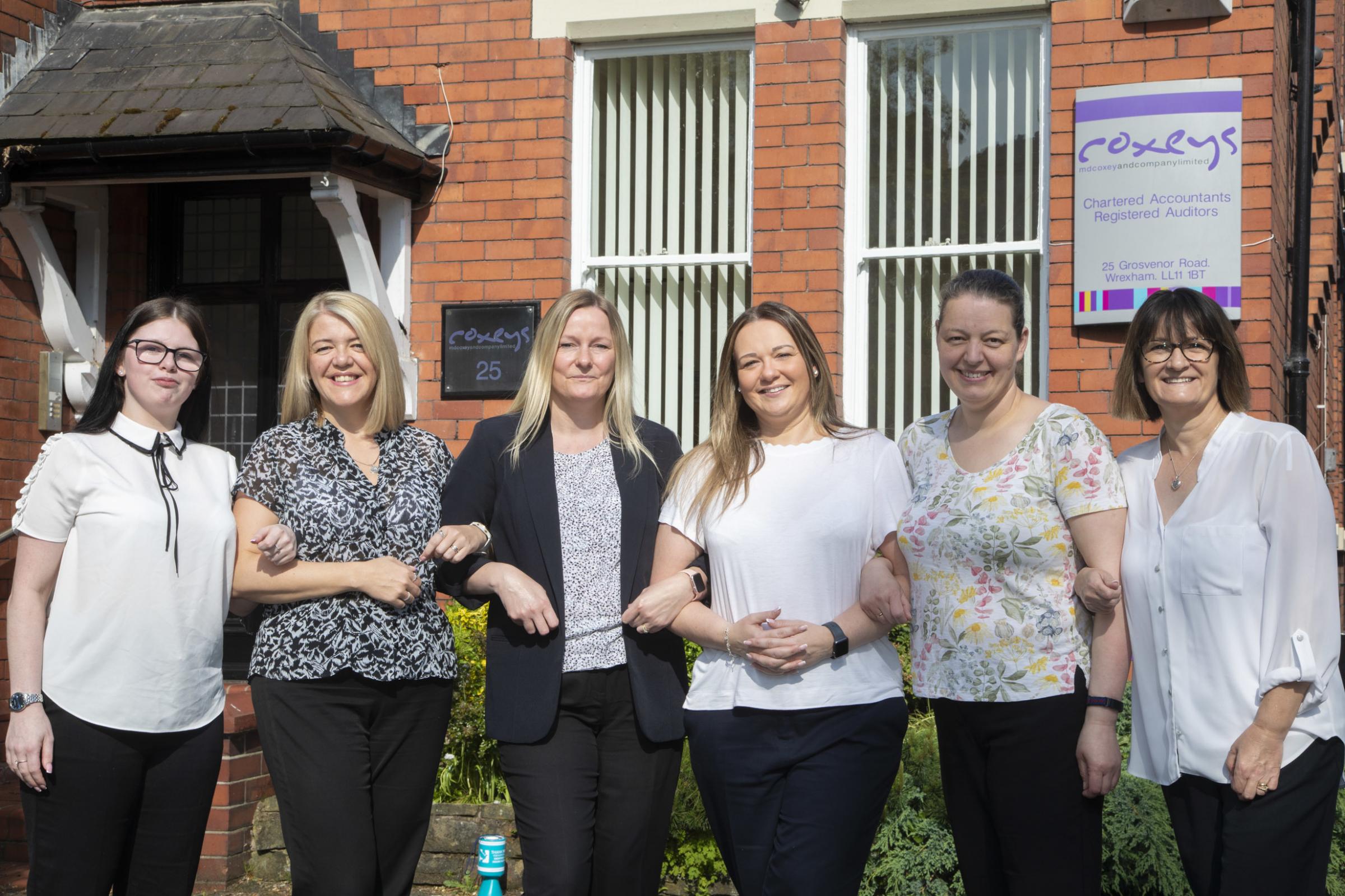 Coxeys staff Molly Adams, Helen Mort, Tracy Perkins, Joanne Evans, Laura Watkins and Jayne Williams, who are all taking part in the Nightingale House Midnight Walk in memory of for colleague Morag Browning. Photo: Mandy Jones