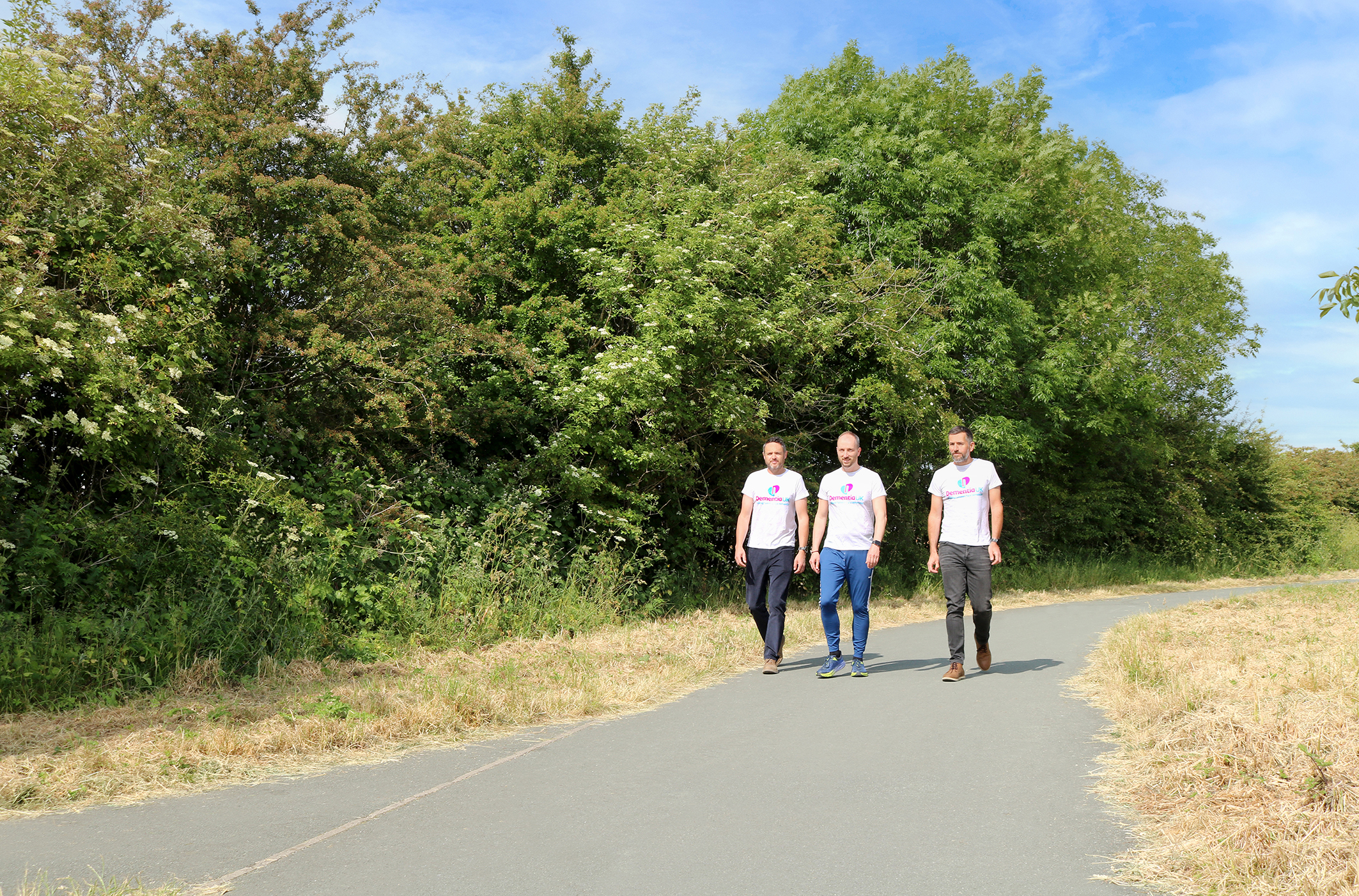 Iwan Gwyn, Woodworks Garden Centre manager, Thomas Jones, P&A Group senior digital marketing executive and Andrew Baker, P&A Group finance director, in training for the Three Peaks Challenge.