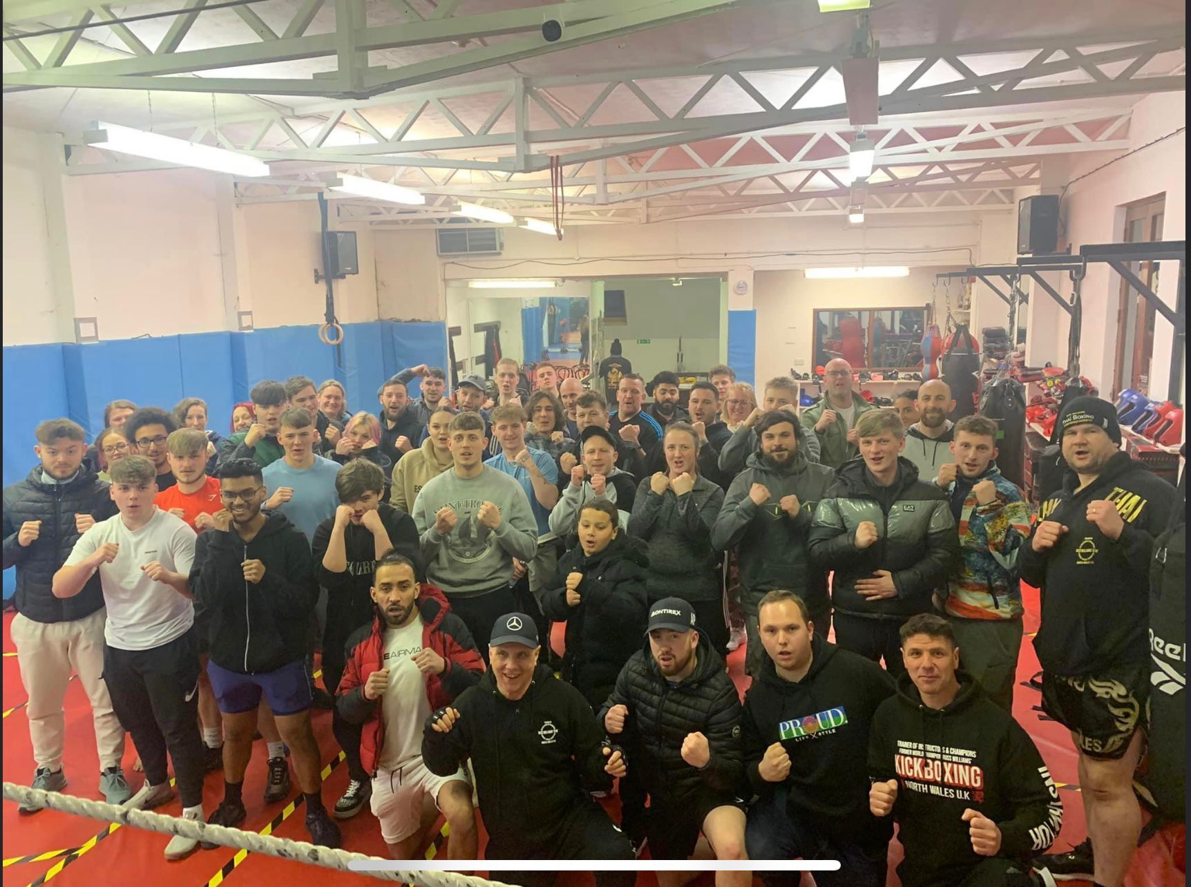 The charity boxer with Russ Williams and with instructors Justin Fox, Andrew Roberts and Martin Griffiths Image: Russ Williams