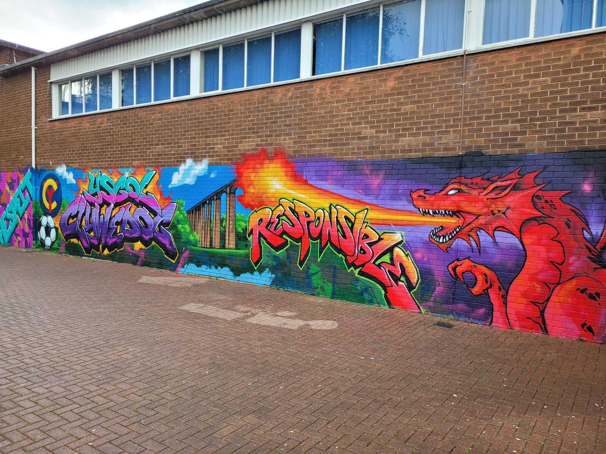 Graffiti mural artwork completed by youngsters taking part in the Safer Streets programme.