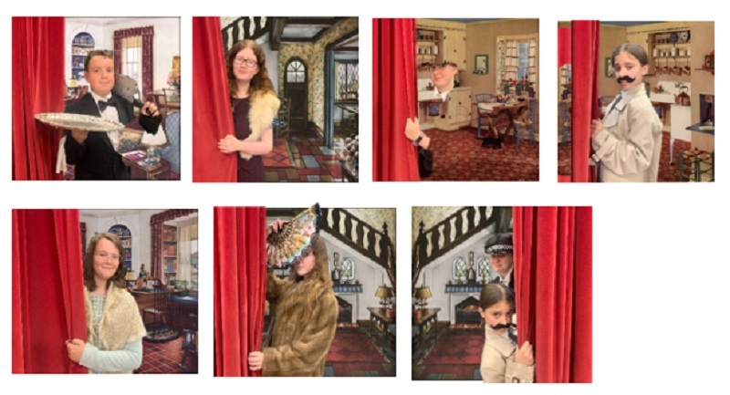 Jay Williams, as Bunting the butler, Holly Valentine as Margaret Craddock, Jessica Barter as Joan Maple, Rhianna Edwards as Elizabeth Hartley-Trumpington, Paige Winter and Sophie Arthur as Inspector Pratt and Constable Thompkins.