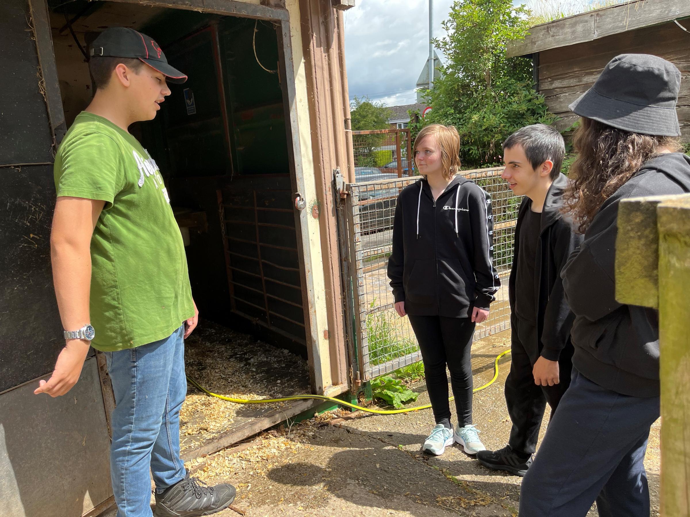 Harry Jones, Naomi Ephgrave, Joshua Edwards, and Megan Parry at Blacon City Farm.