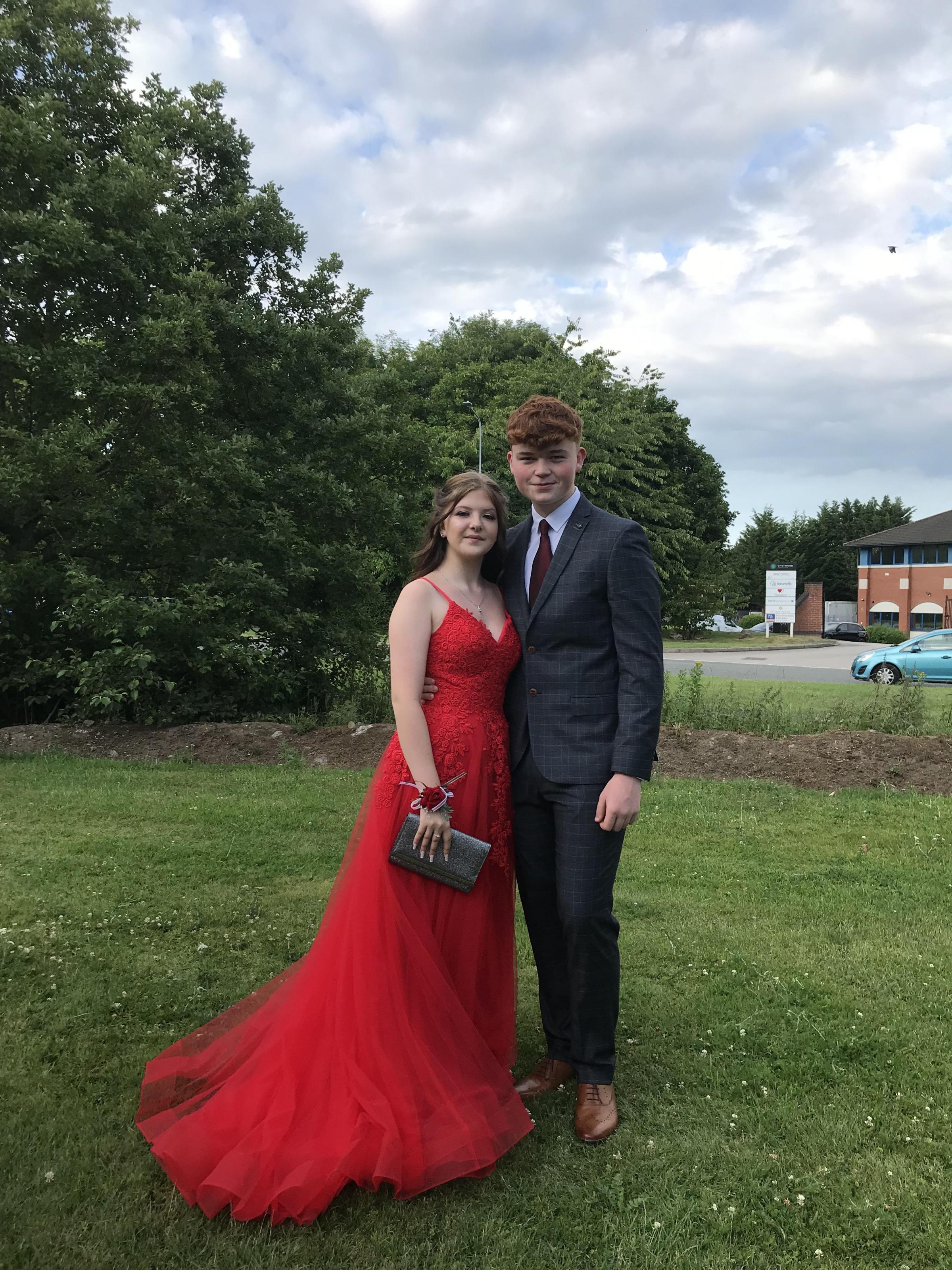 Seren Barlow and James Stewart outside the Ramada for the Ysgol Rhosnesni prom.