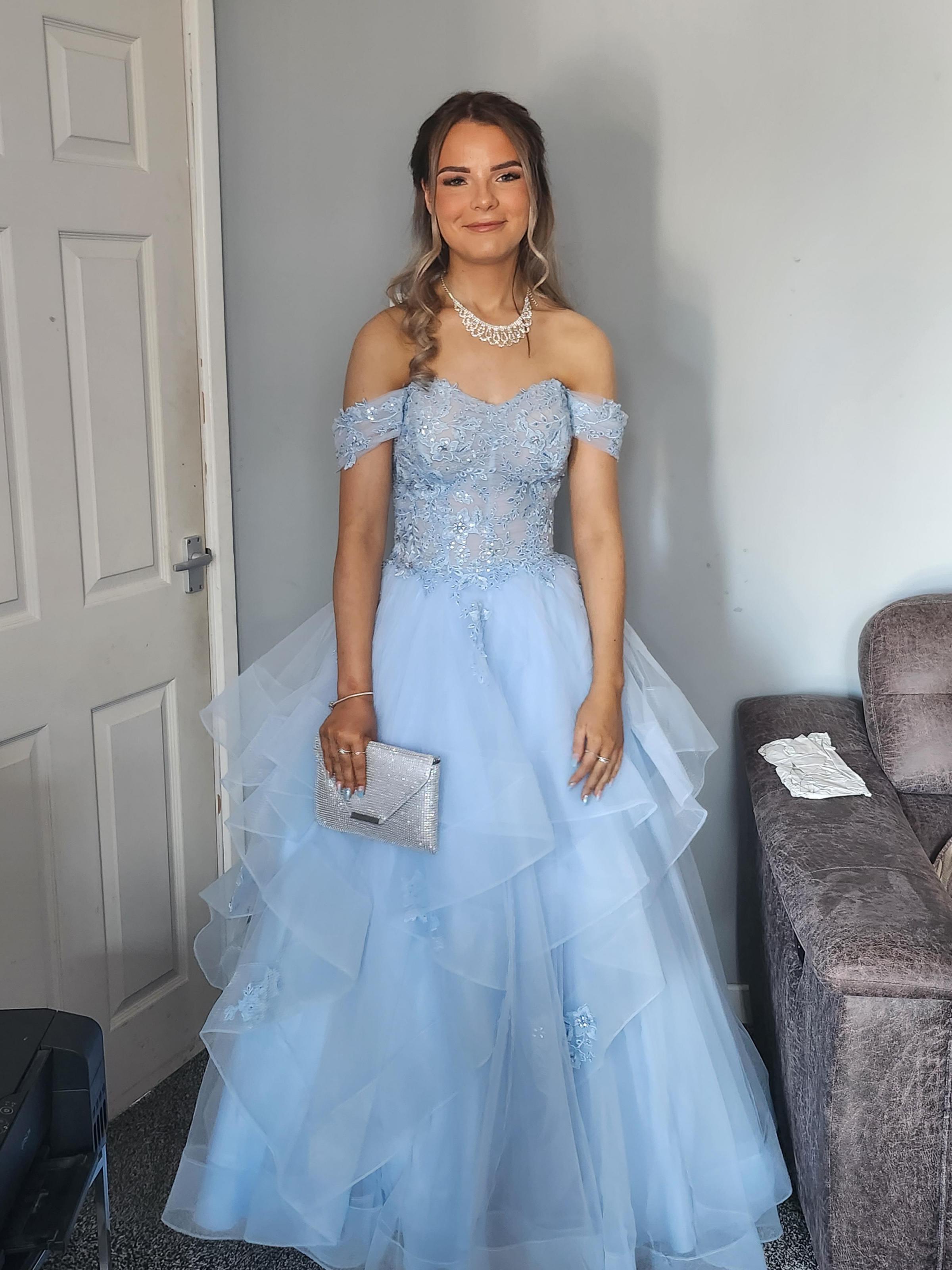Cinderella (Amber Jones) ready for her ball, the Ysgol Rhiwabon prom.