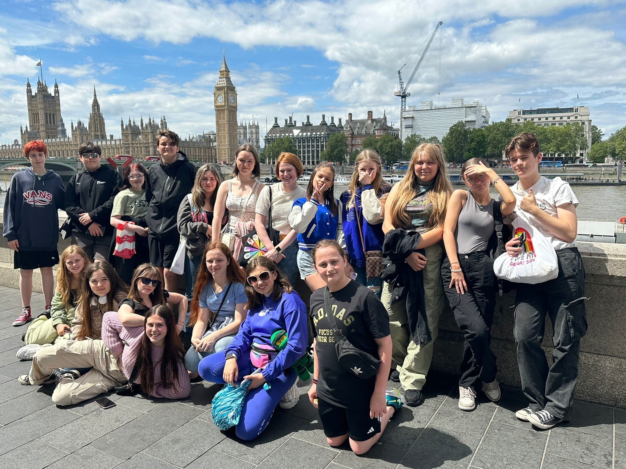 The group of students in London for their theatre trip.