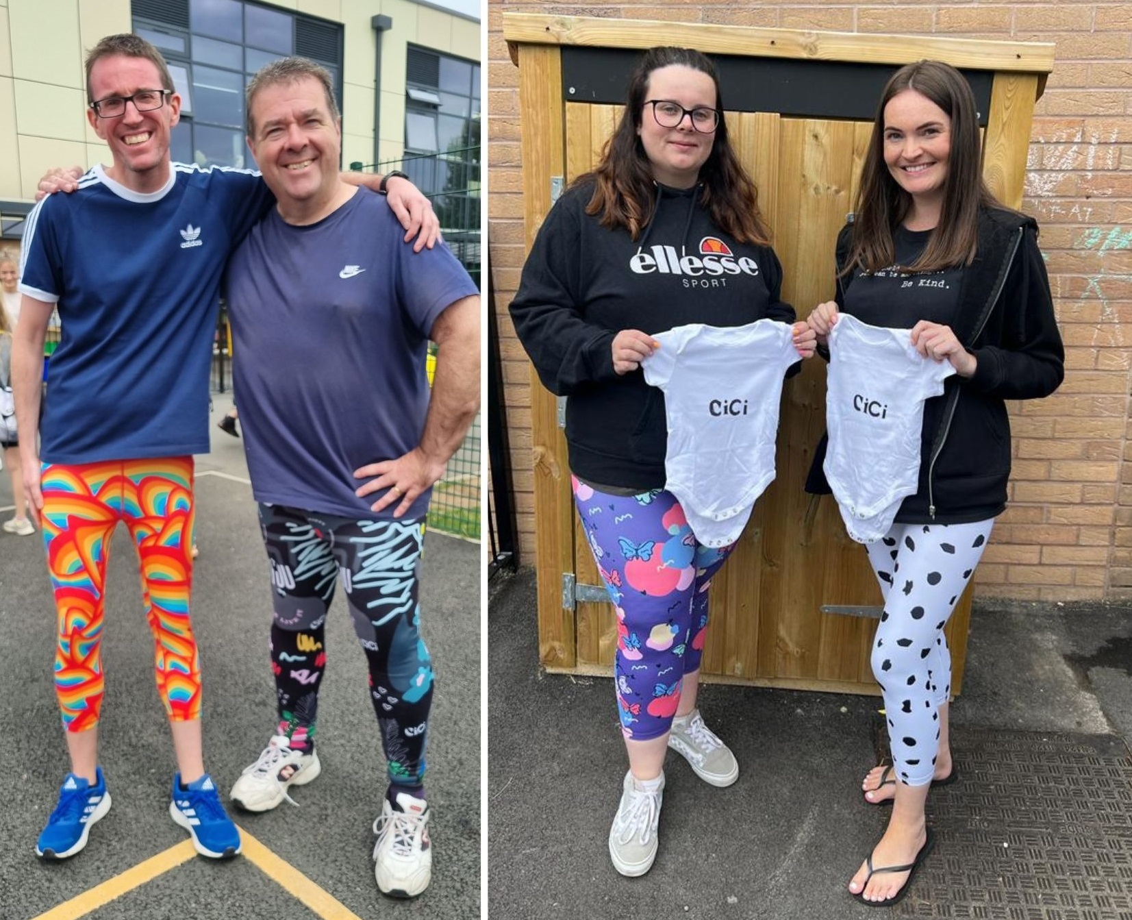 Borras Park CP staff Dave Roberts (PPA teacher) and Robert Stock (Year 3), and pregnant teachers Rhiannon Loney (teacher of the deaf) and Heather Kelso (Year 3).