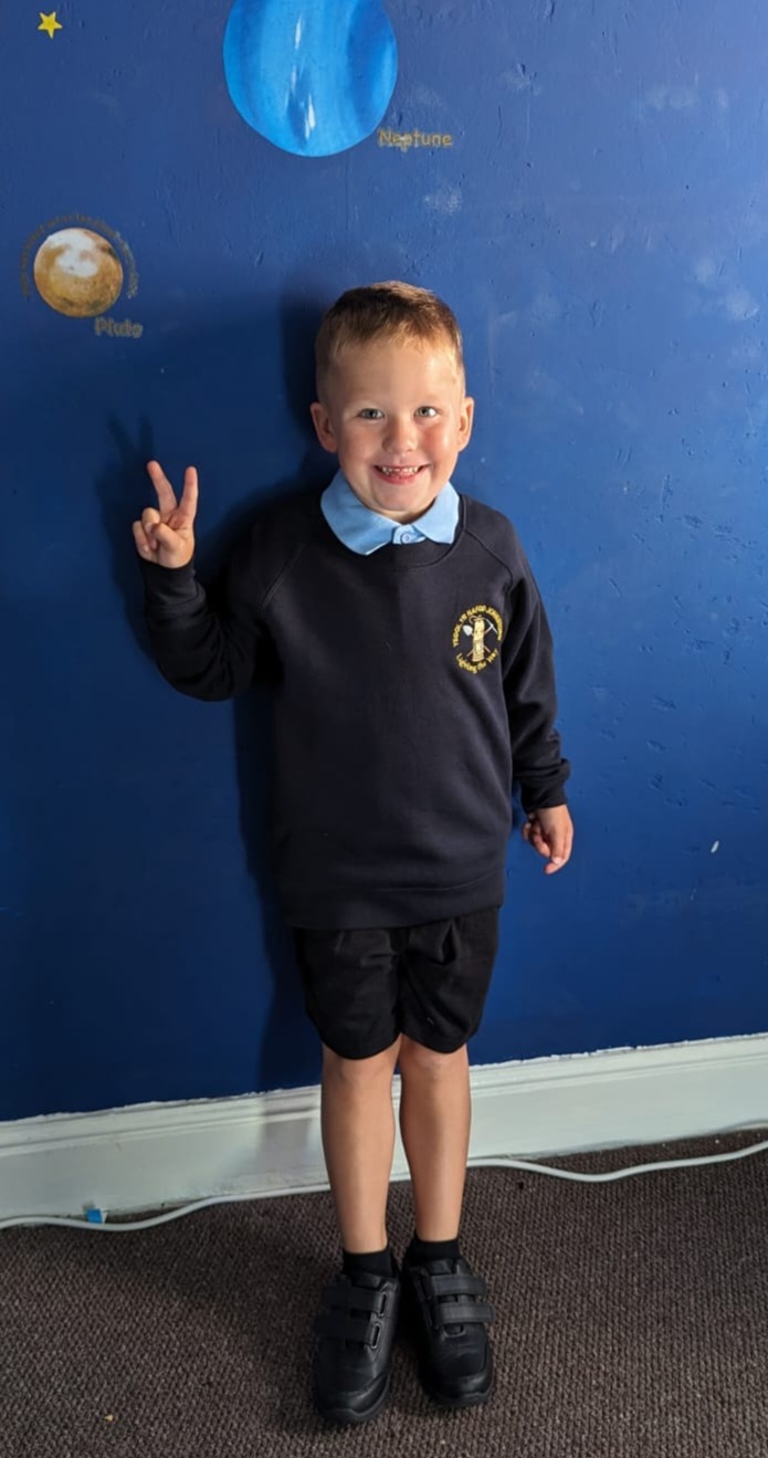 Alexandra, from Wrexham: Harry, off to Year 1.