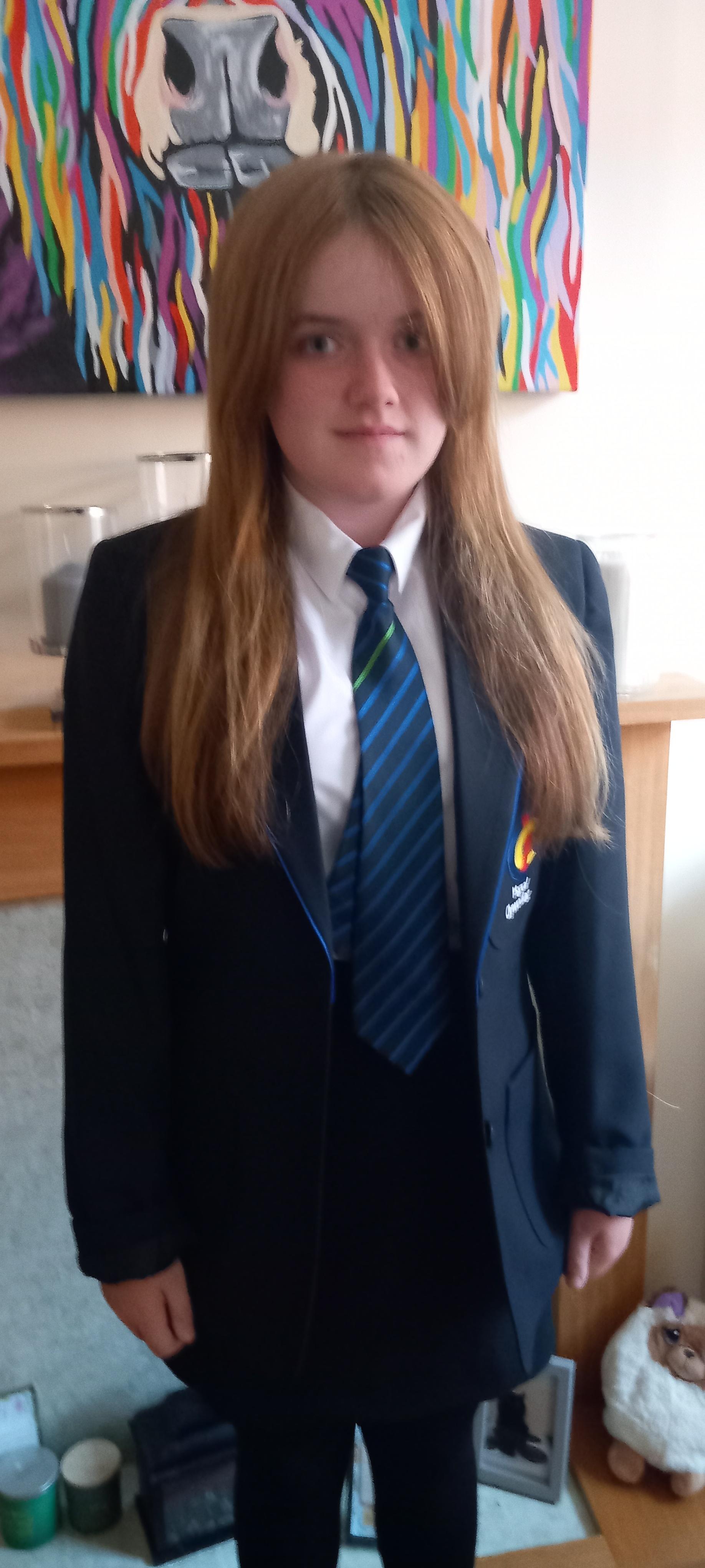 Linette Davies, from Wrexham: Tamara, first day at Ysgol Clywedog.