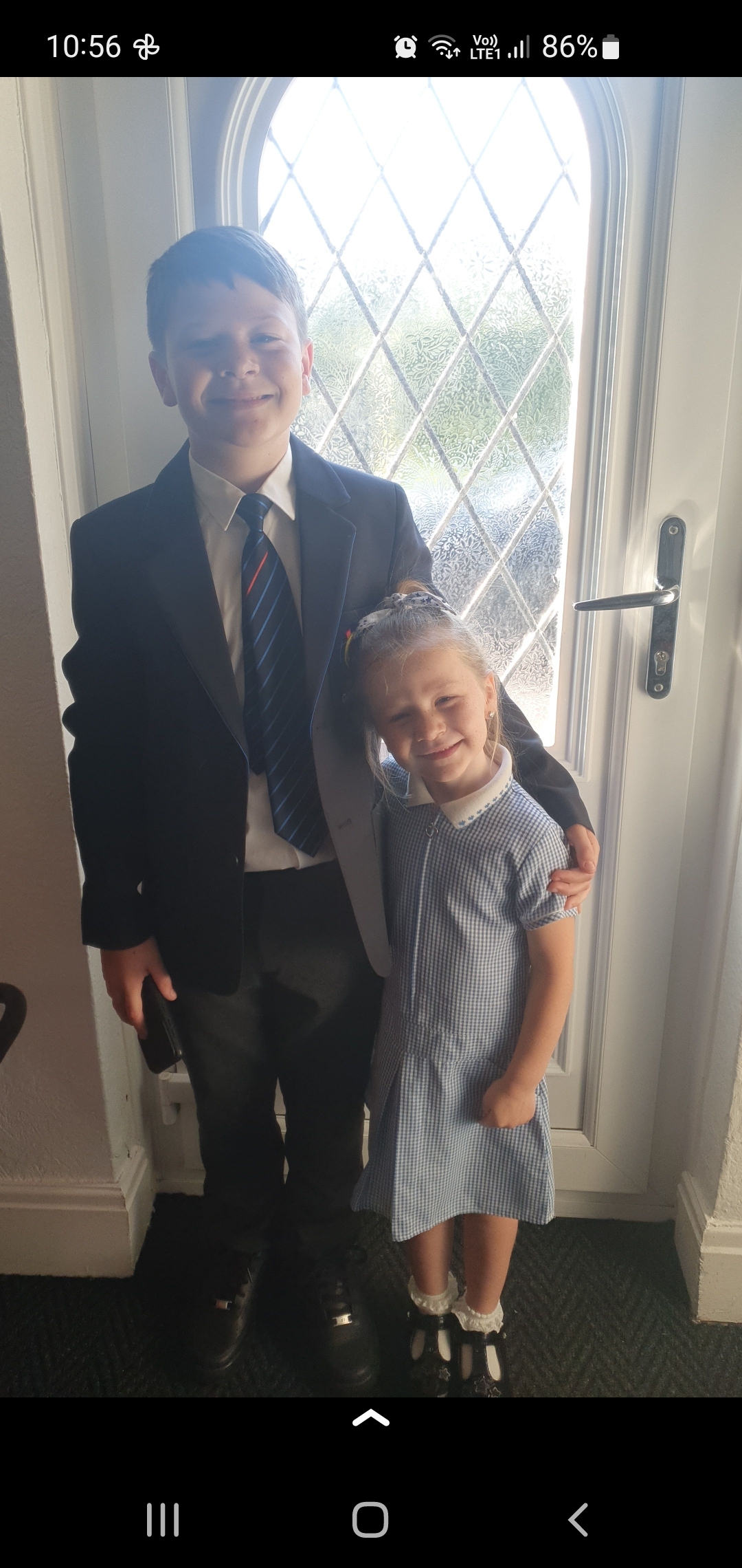 Rebecca Evans, from Rhostyllen: Tyler and Lottie Evans Davies, Year 7 at Ysgol Clywedog and Year 1 at Ysgol Rhostyllen.