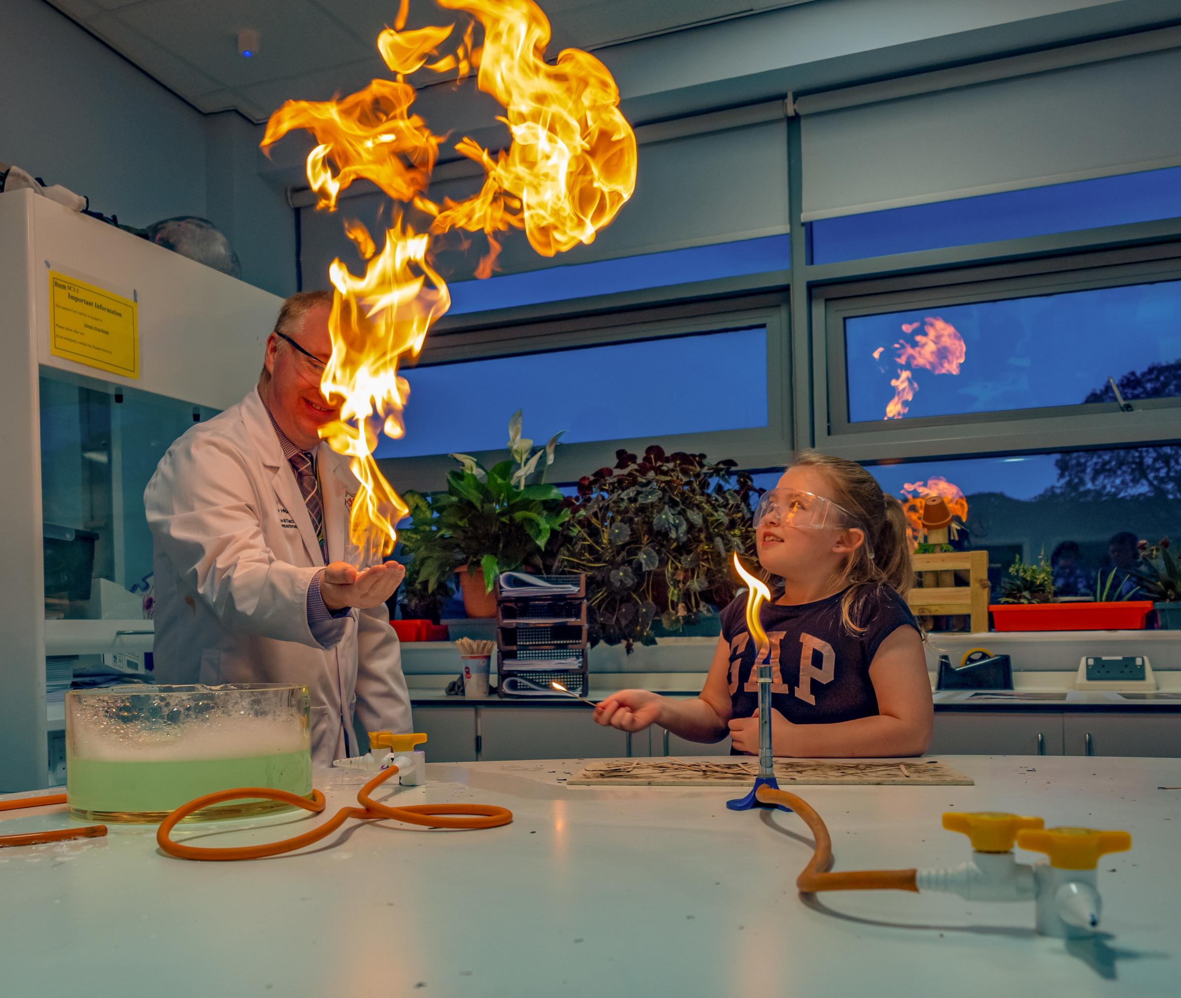 Children are fascinated by the teacher-led methane bubbles demo.