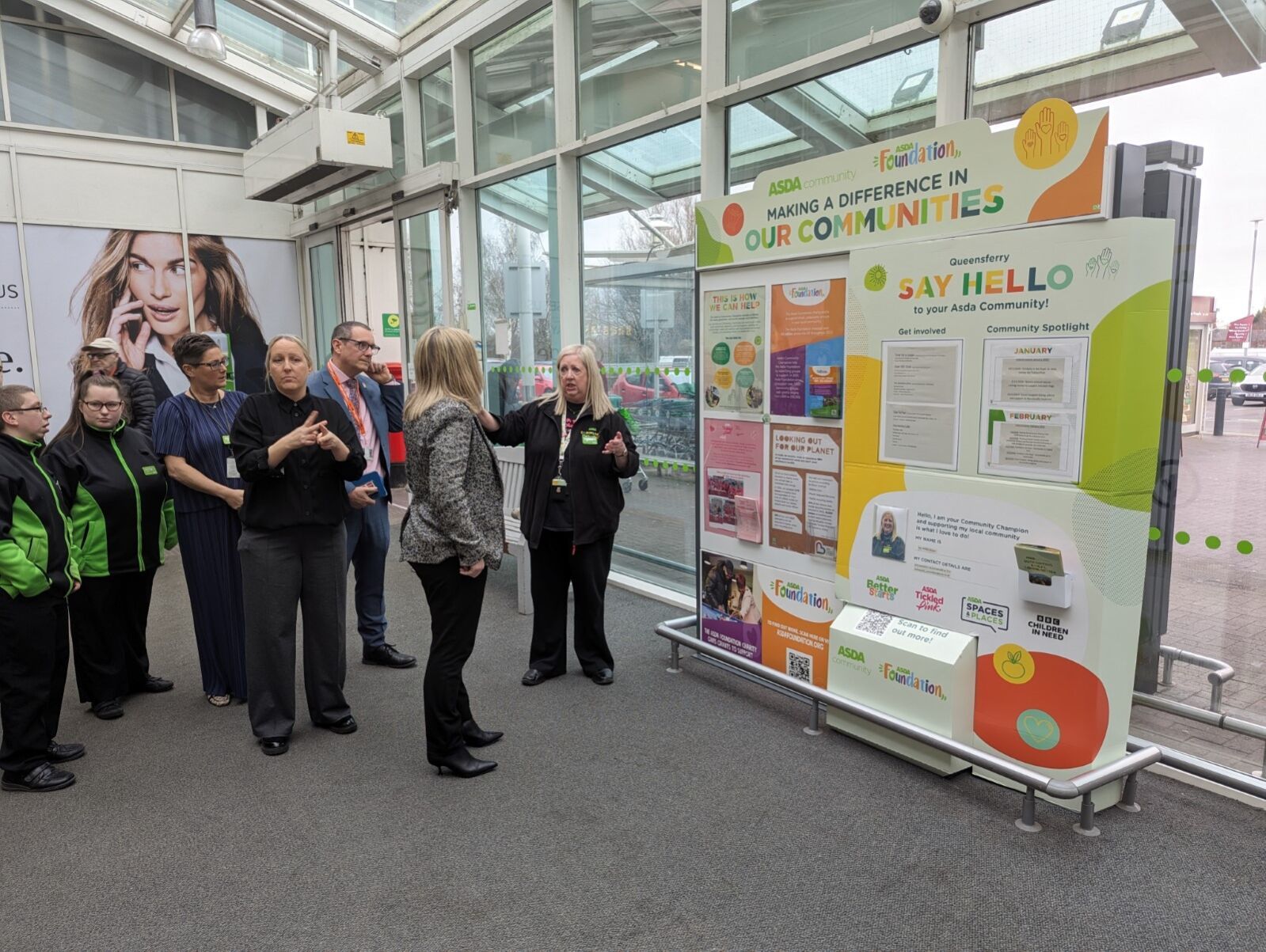 Coleg Cambria Independent Living Skills Programme students, and MS Hannah Blythyn, during their visit to Asda Queensferry.