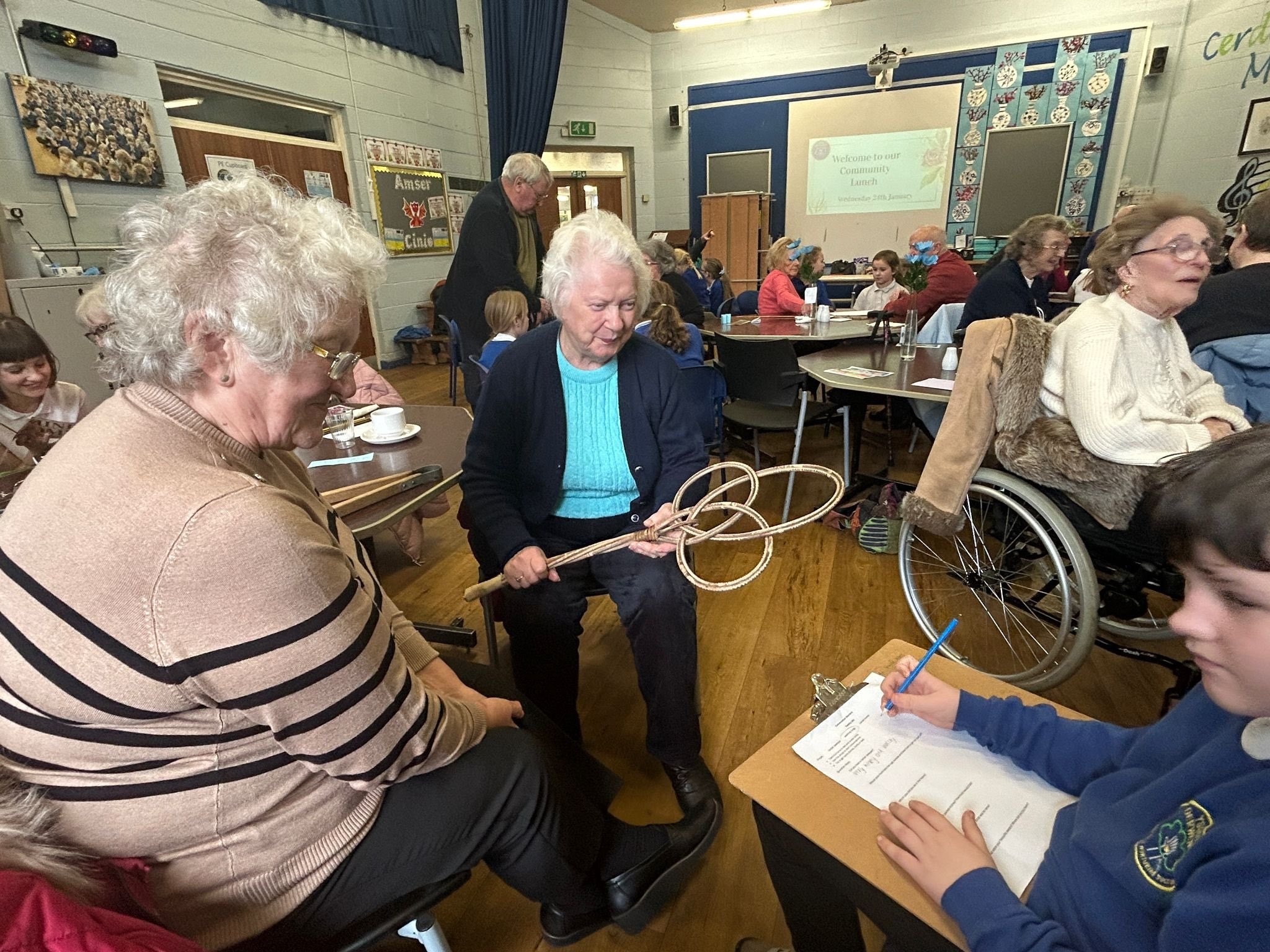 Pupils chat with members of the community as part of their intergenerational project.