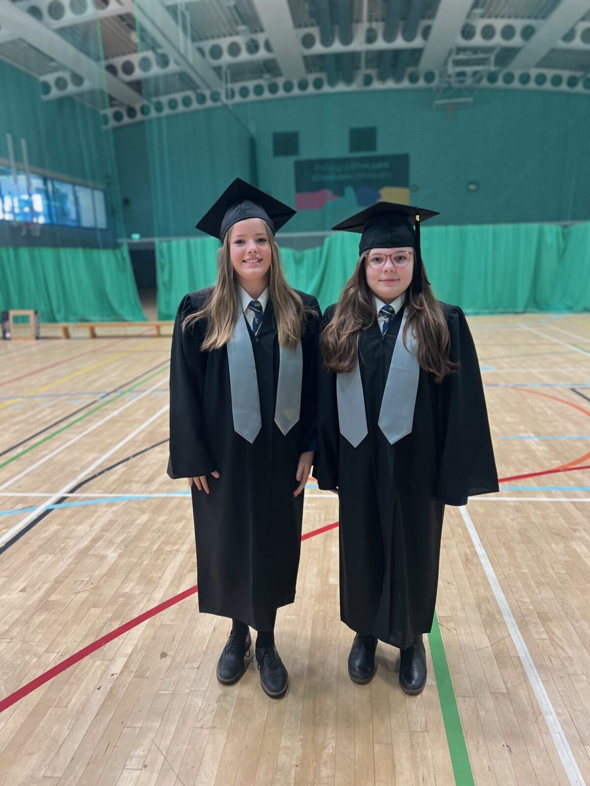 North Wales Childrens University graduates Emily Ruby Aston and Lily Grace Evans, from Ysgol Rhiwabon.