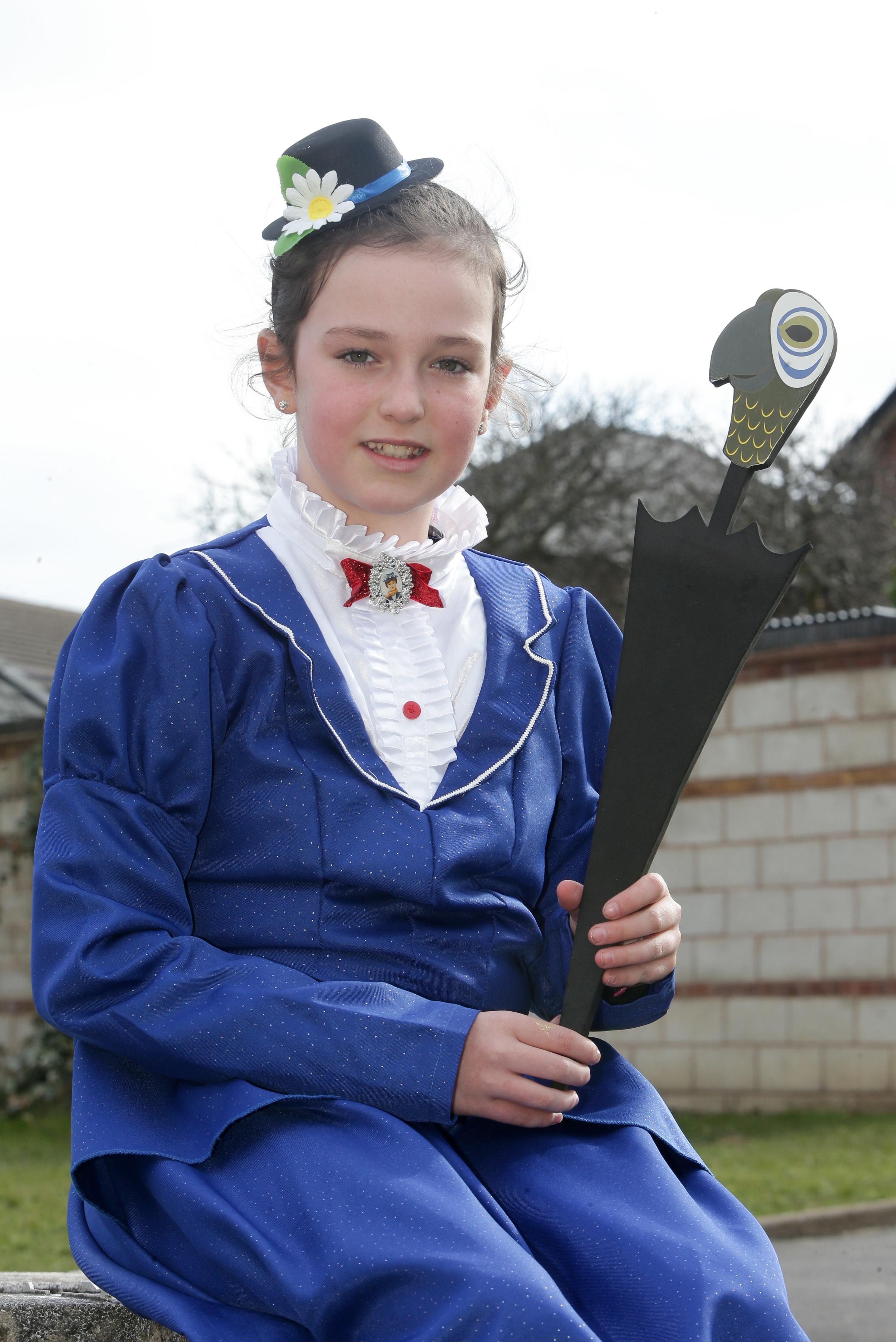 World Book Day, Ysgol Glanrafon, Tanya Evans as Mary Poppins.