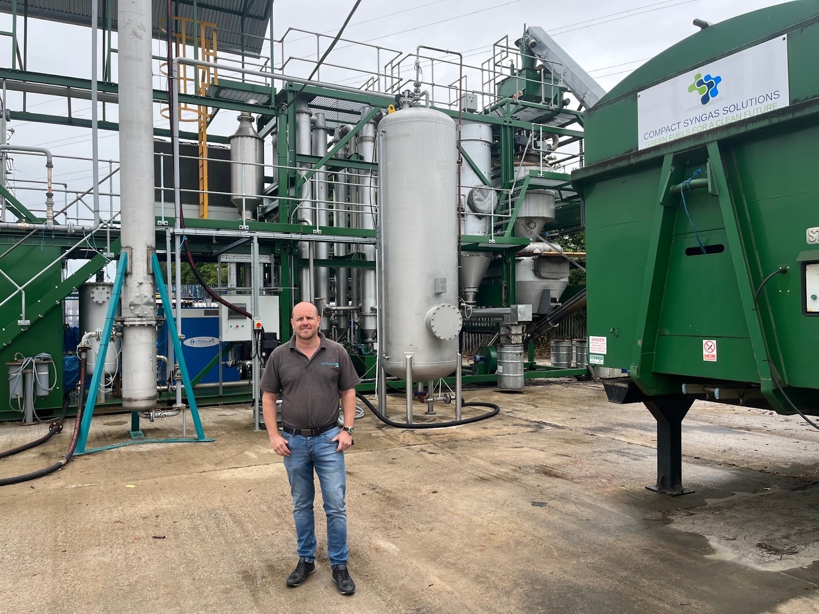 Paul Willacy at the waste-to-hydrogen plant In Deeside. Photo: Compact Syngas Solutions