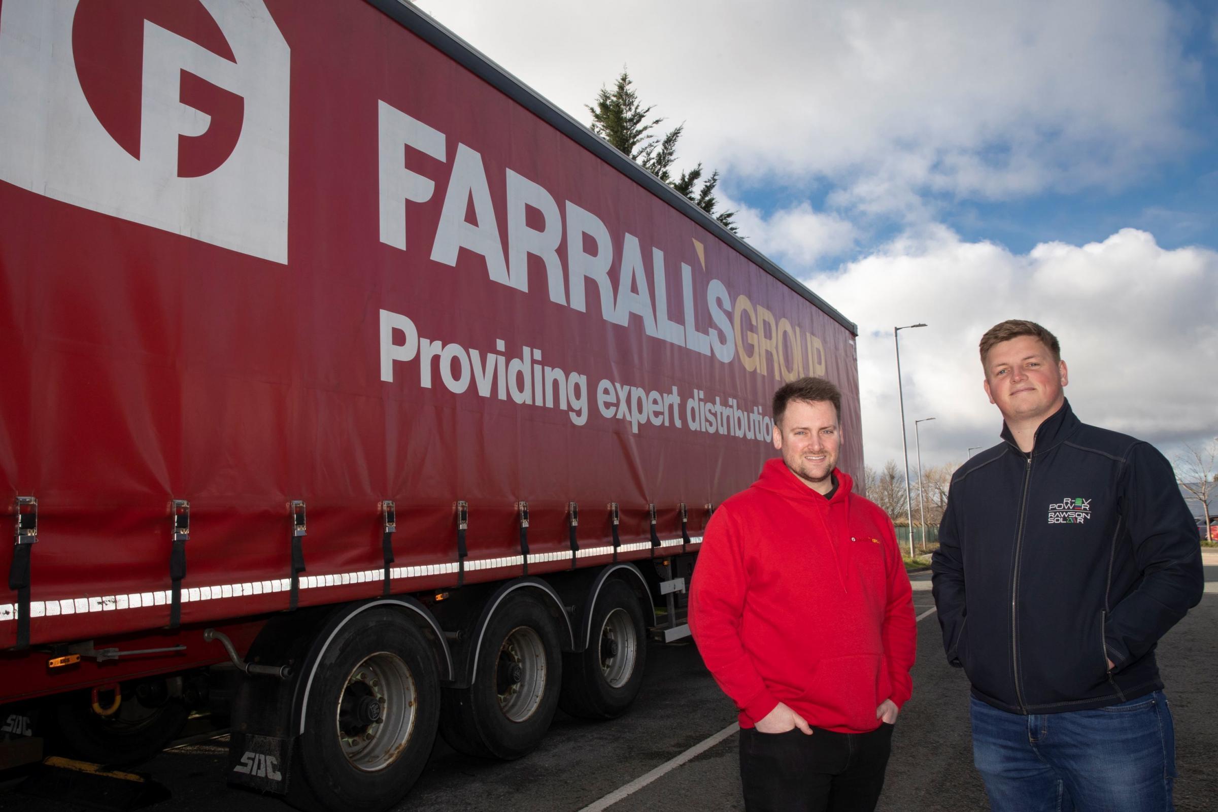 Farralls managing director Matt Farrall (left) with Gregg White, of Rawson Solar who have installed a 1,400-panel solar array at their Deeside HQ. Photo: Mandy Jones Photography