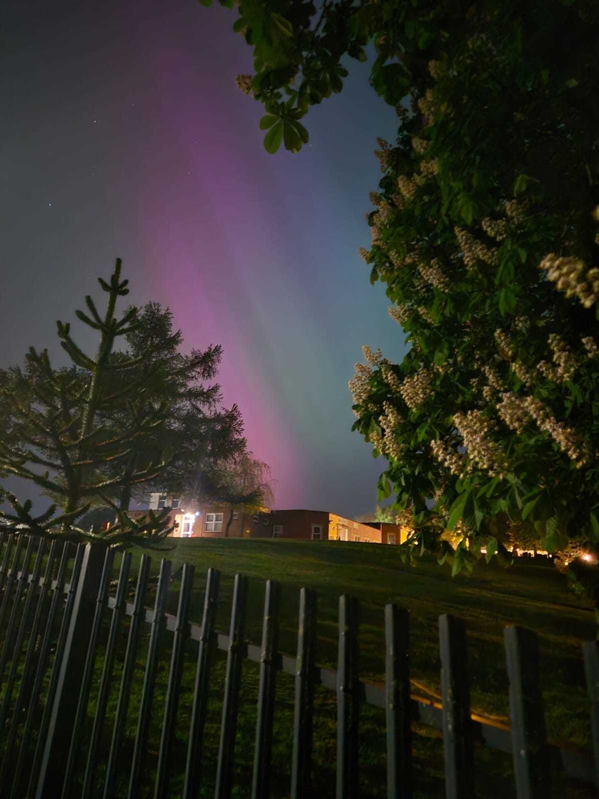 The Northern Lights over Ysgol Rhiwabon. Photo courtesy of @AllyOwen on Twitter.