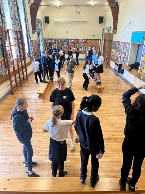 Pupils took part in a drama activity where they had to act out features of a river.