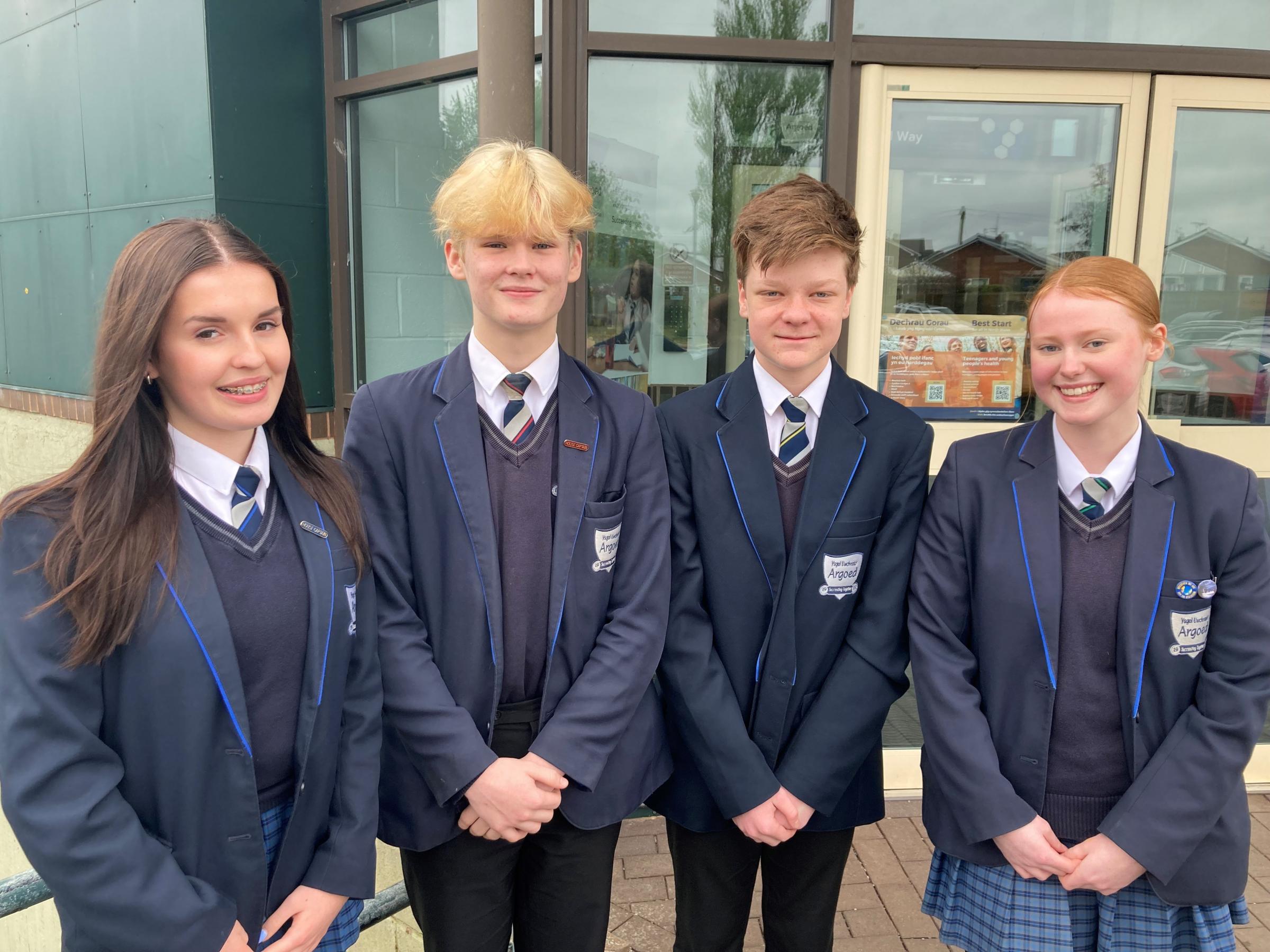 The new student leadership team, from left: Erin Messham, Ethan Topley, Dawid Hughes and Emily Baines.