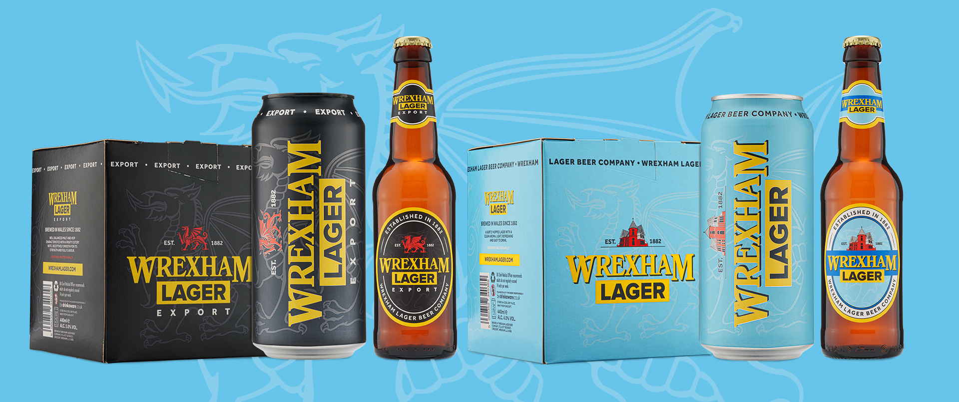 Norway and Denmark will see a mix of Wrexham Lager and Wrexham Export hit the market in a range of different formats. 