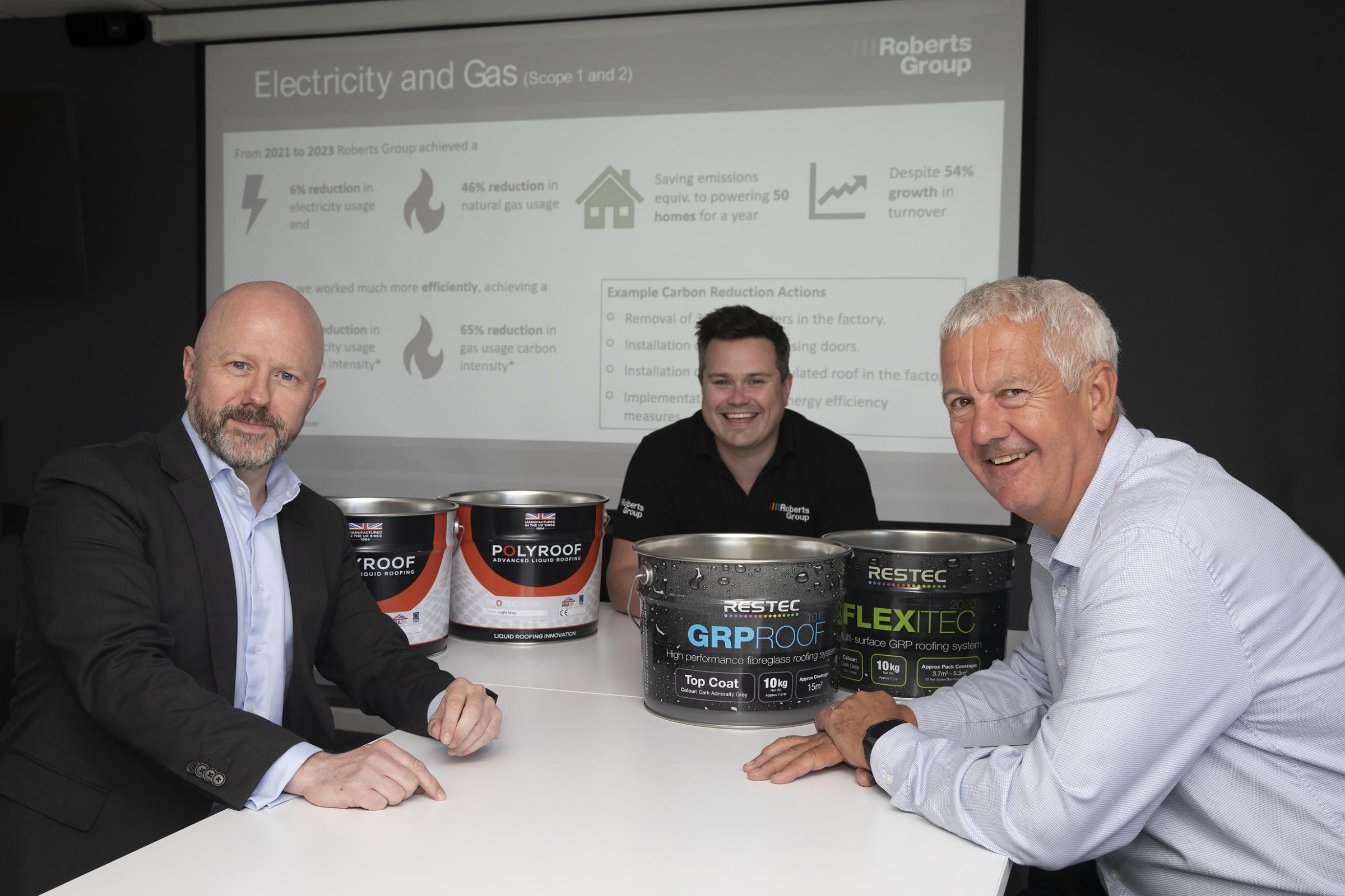 Ashley Rogers (right) chief executive of the North Wales Business Council with Andrew and Nick Roberts, of Roberts Group. Photo: Mandy Jones