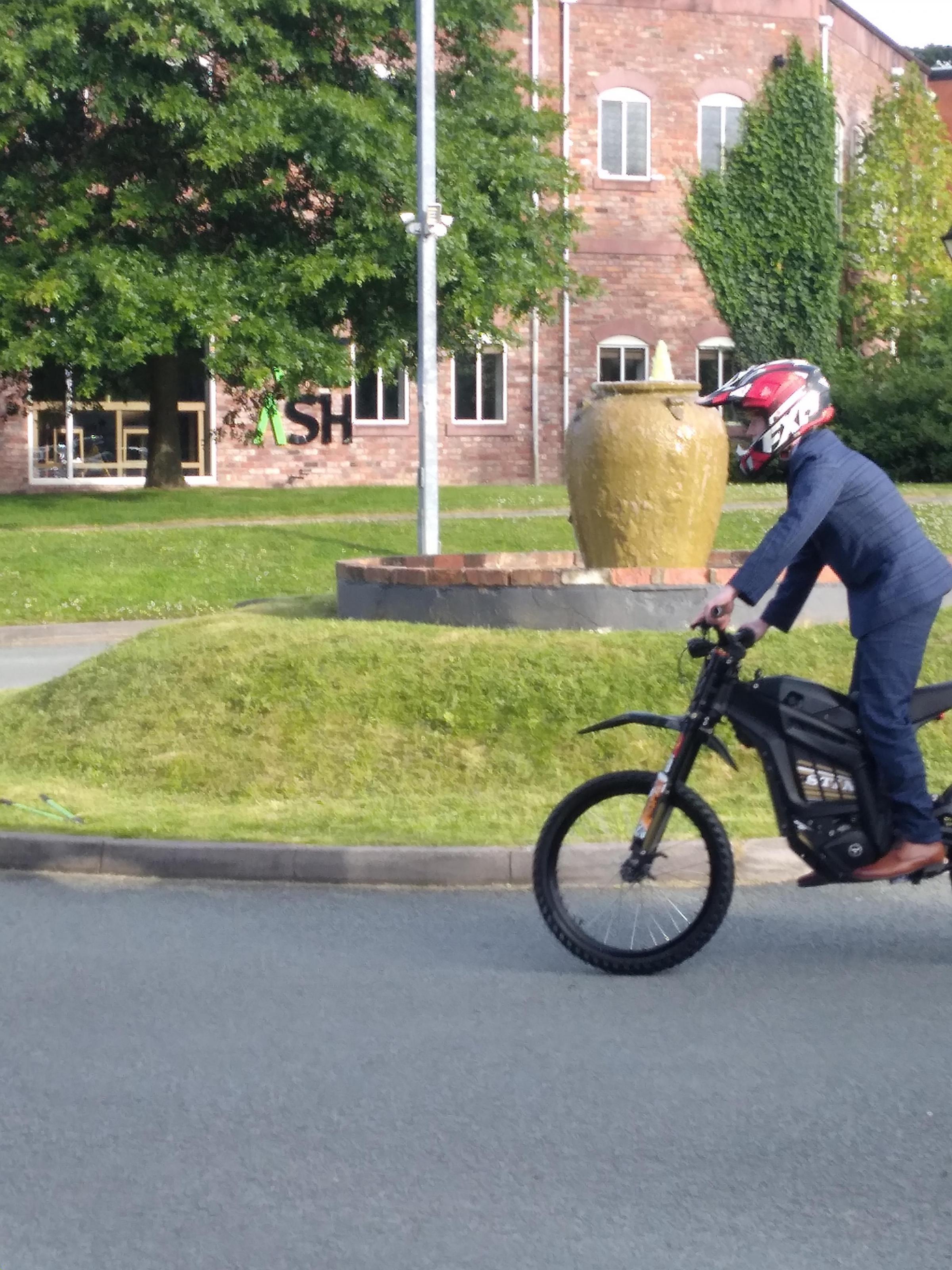 Donna Evans, from Wrexham: Jaydon Harvey Mackenzie arriving in style for the Rhosnesni High School prom.