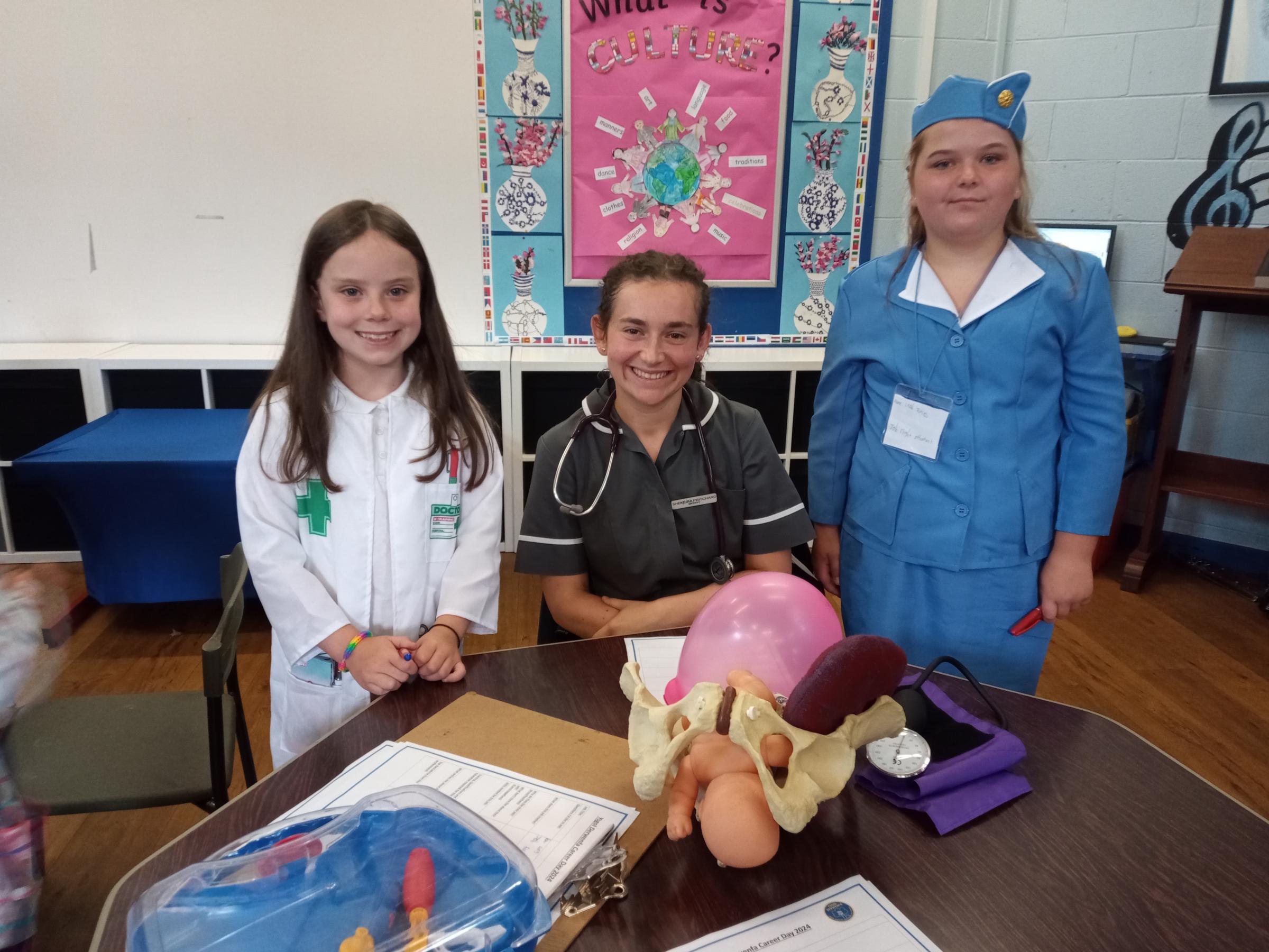 Careers day at Ysgol Derwenfa - midwife and former pupil Shekeira Pritchard.