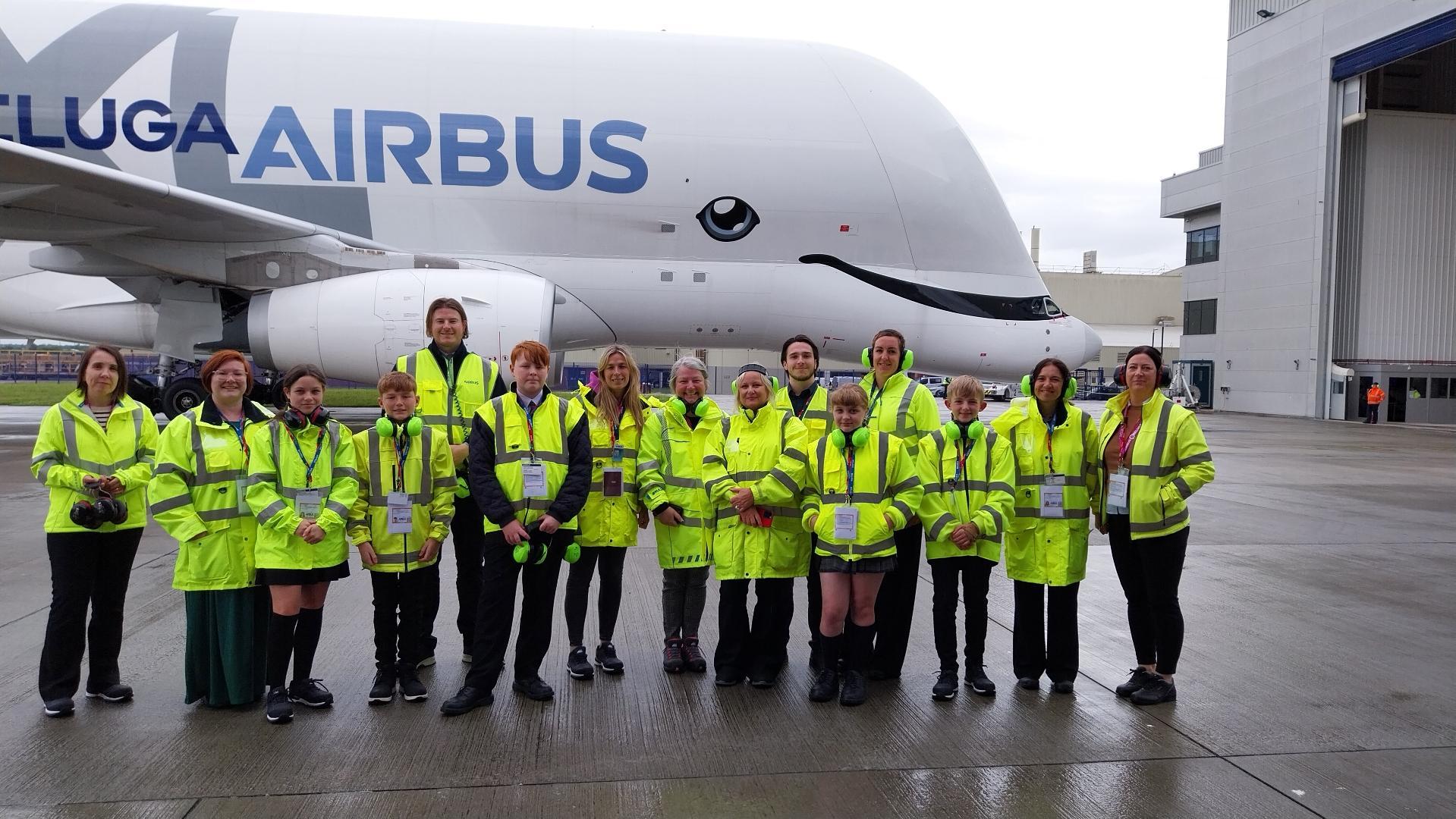 School pupils on a behind the scenes visit at Airbus Broughton.