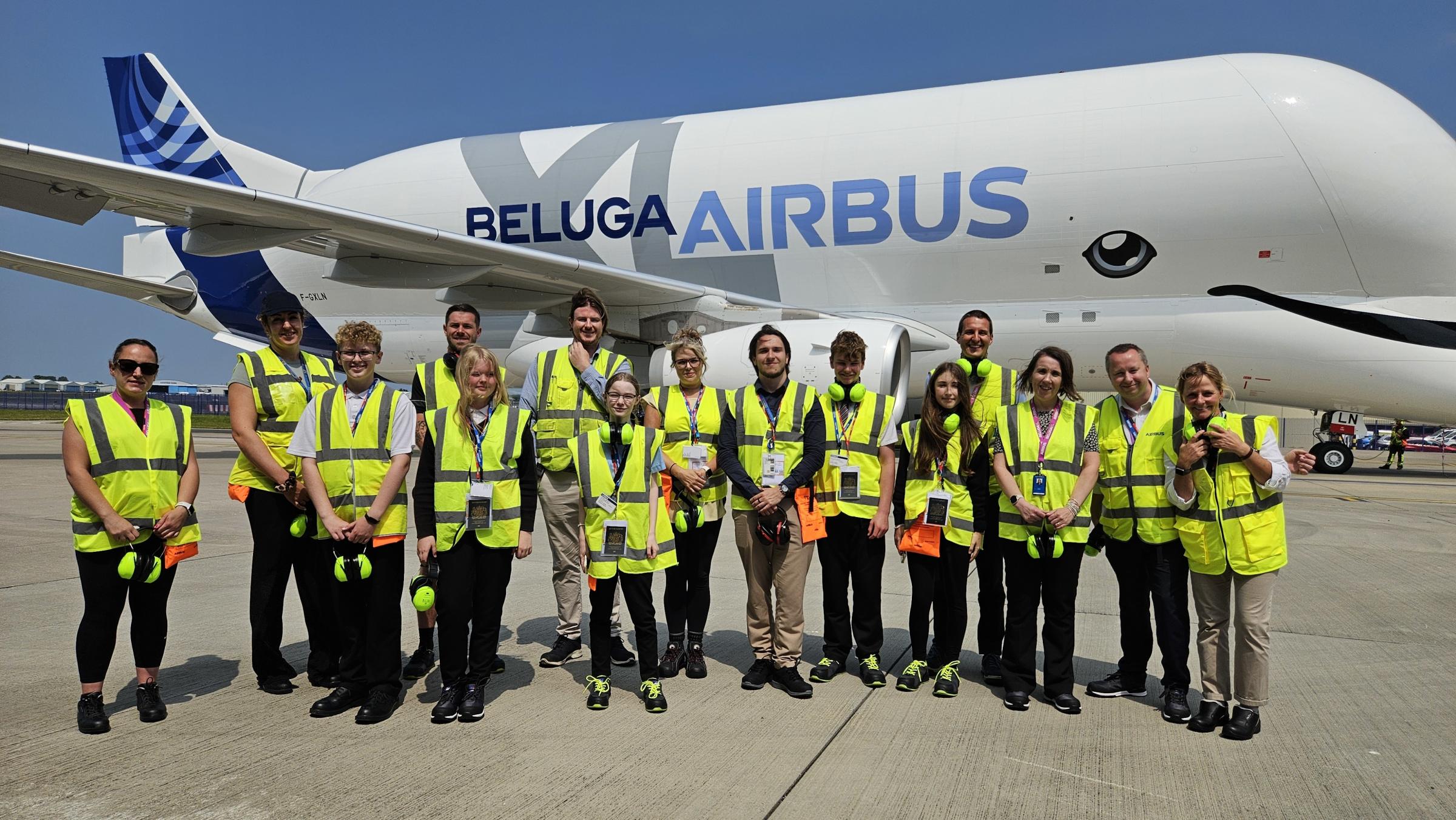 School pupils on a behind the scenes visit at Airbus Broughton.