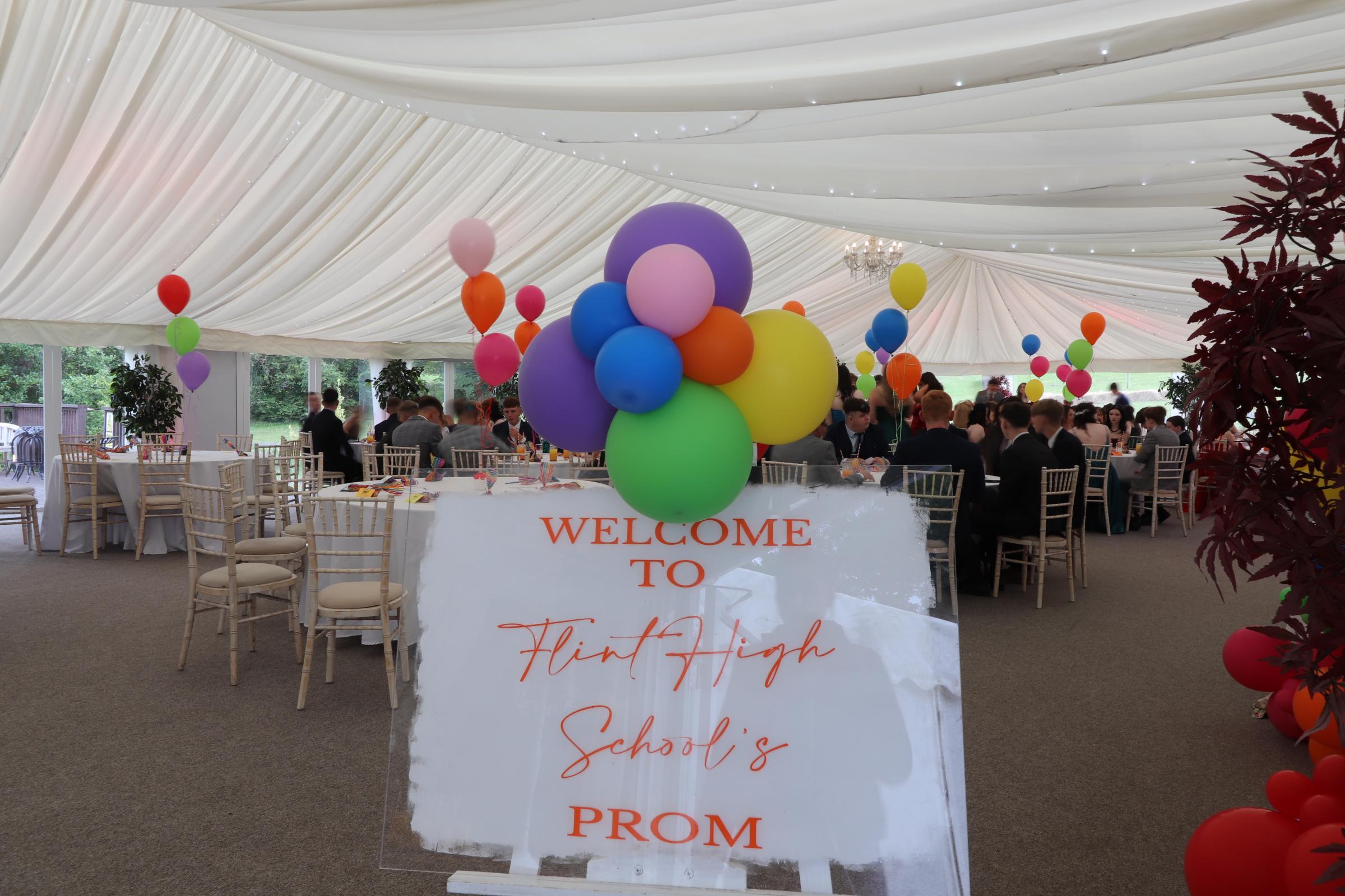 Year 11 Flint High School prom 2024 at Clawdd Offa Farm.