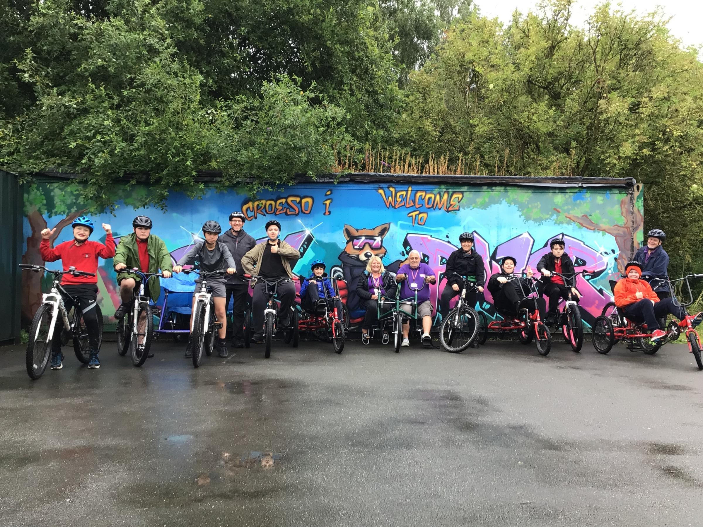 Pupils from St Christophers School at Pedal Power in Alyn Waters Country Park.