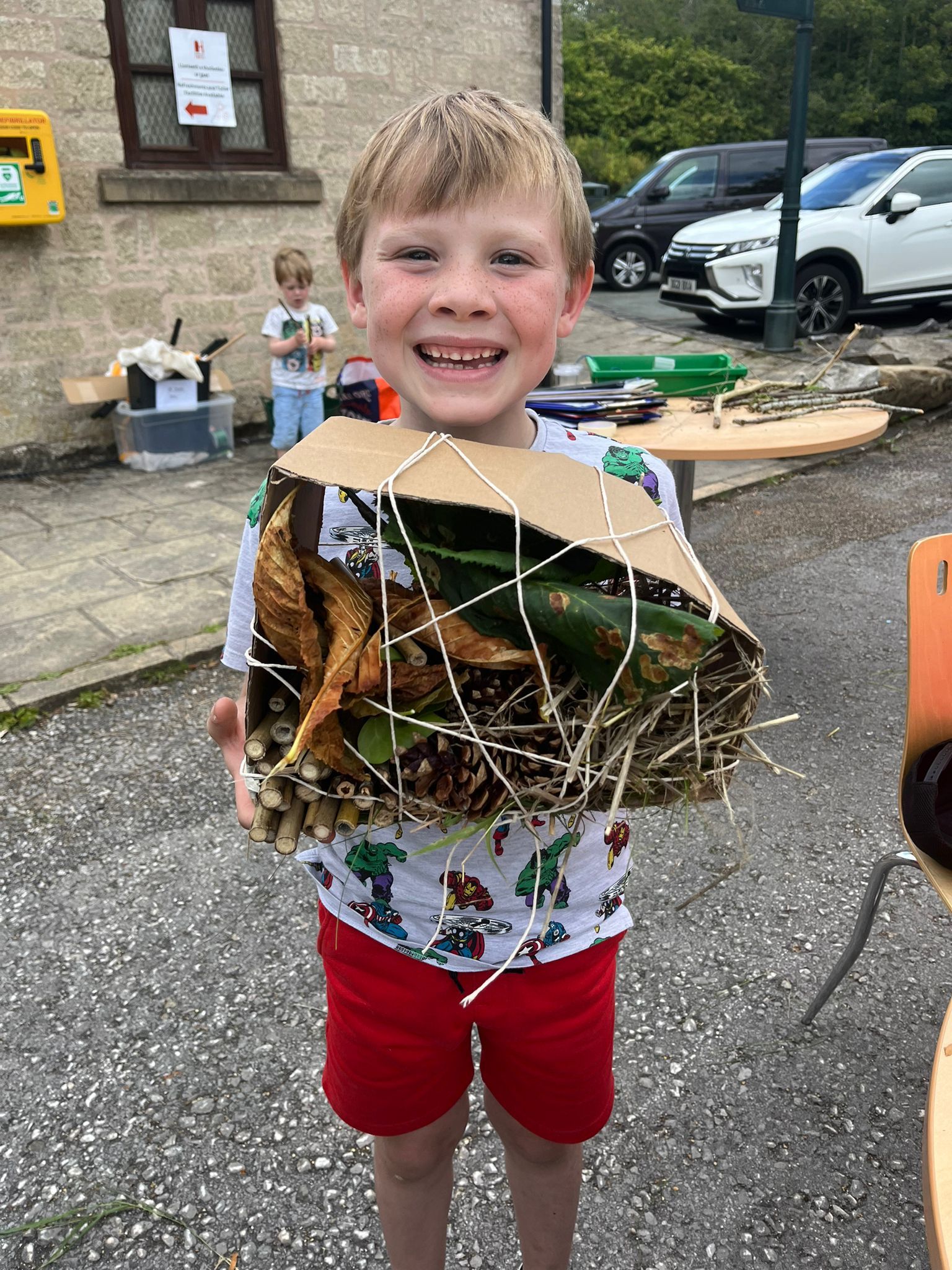 Building bug hotels at Minera Lead Mines in summer 2023.