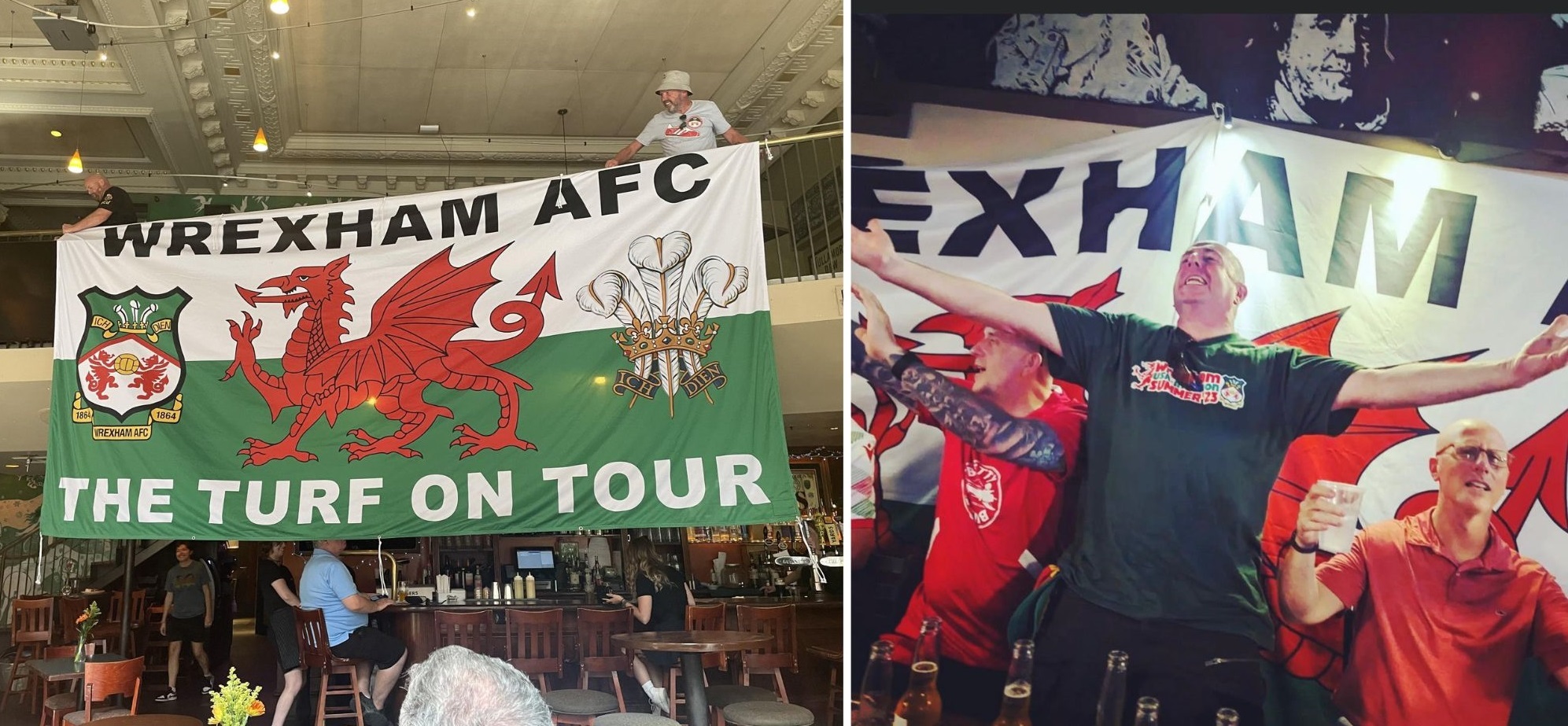 Jason Grice, from Wrexham visited Philadelphia: Turf family on tour (left) and Jason in Macs Tavern.