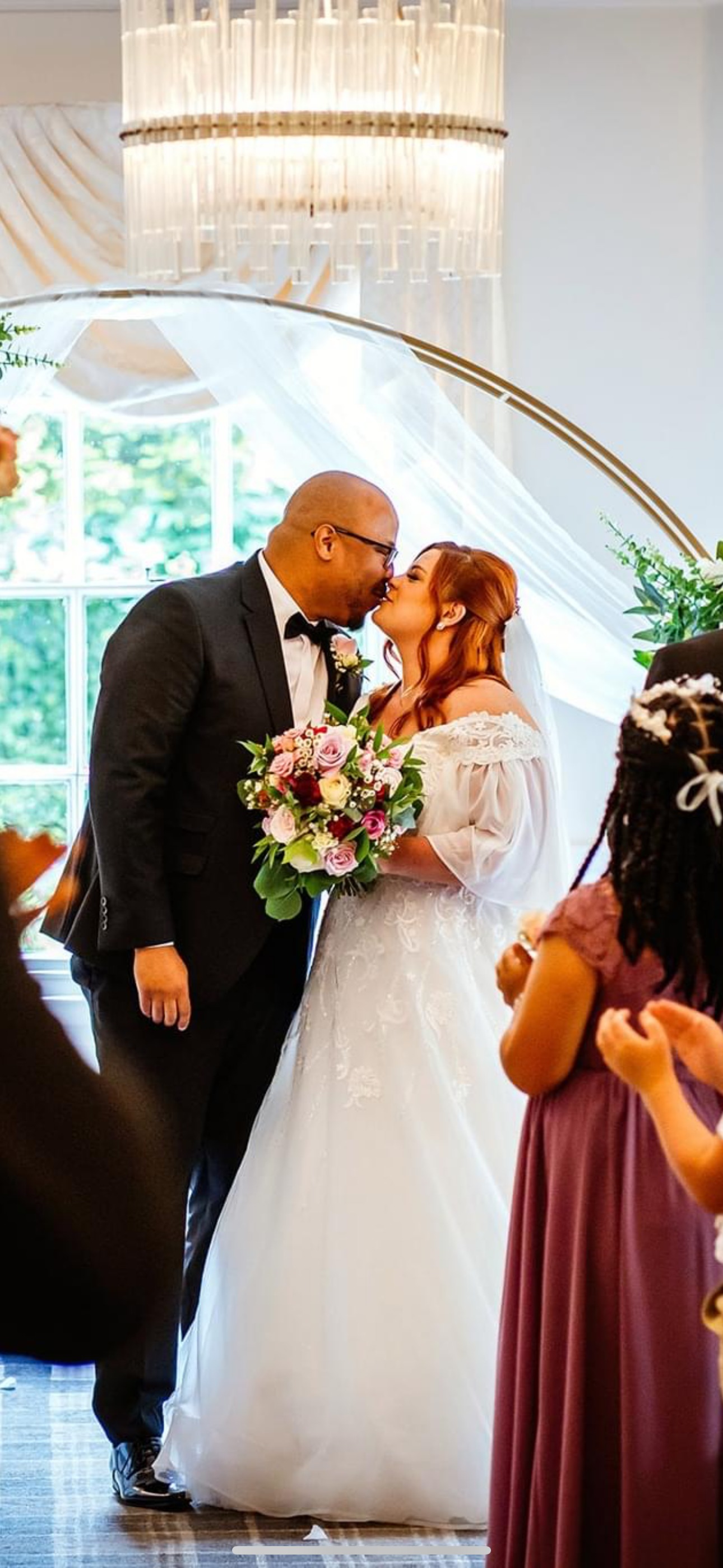 First kiss as Mr and Mrs.